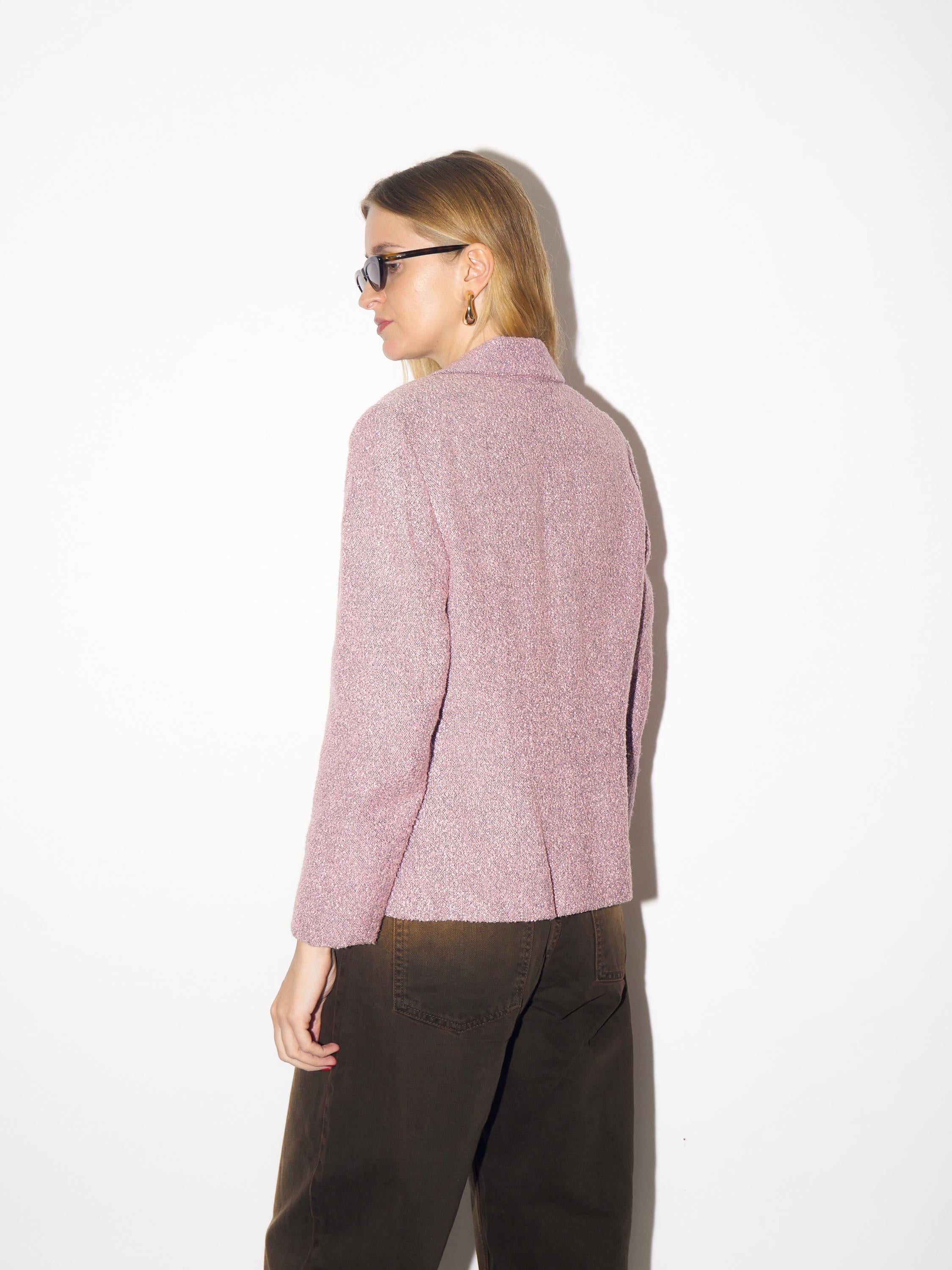 VINTAGE boucle blazer in old rose, pink with shoulder pads from 1980s
