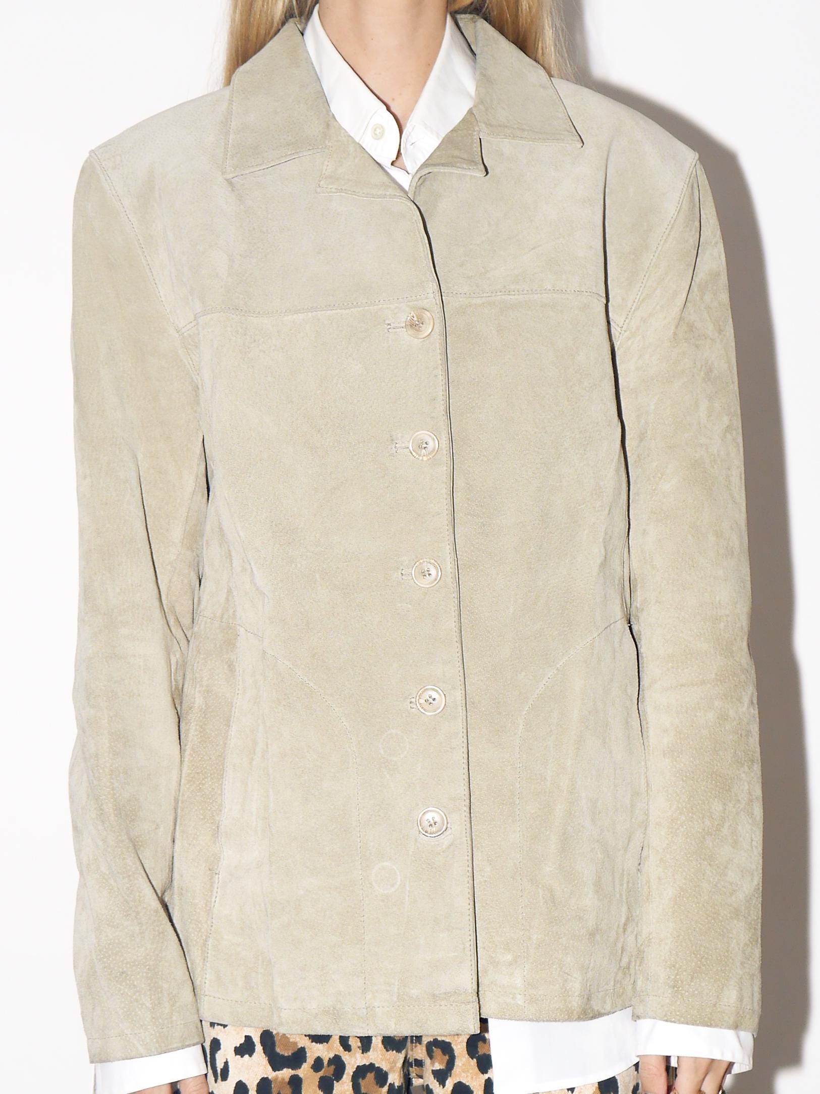 VINTAGE Ash Beige Suede Jacket From The 1990s