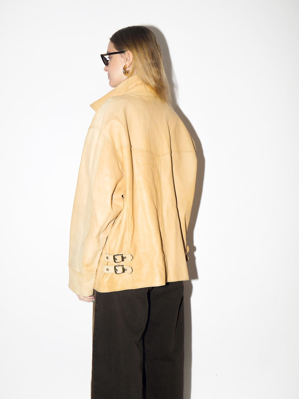 VINTAGE Apricot Leather Jacket from 1990s by Alta Moda® | Oversize Leather Jacket