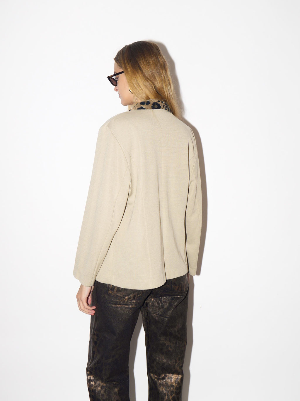 VINTAGE leopard blazer in beige from 1990s