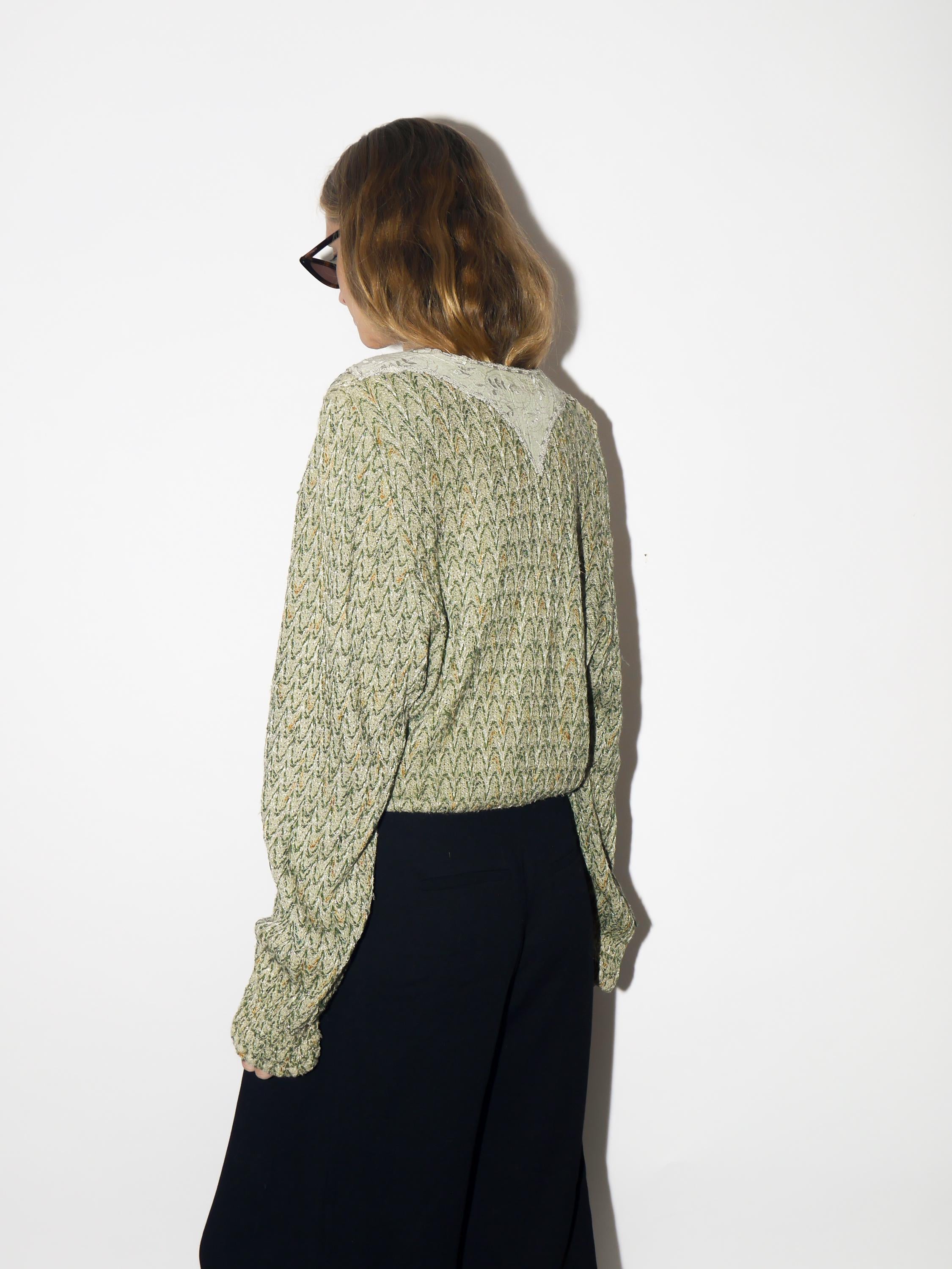 VINTAGE premium viscose sweater from 1980s in metallic green by Bucadi Bacco®