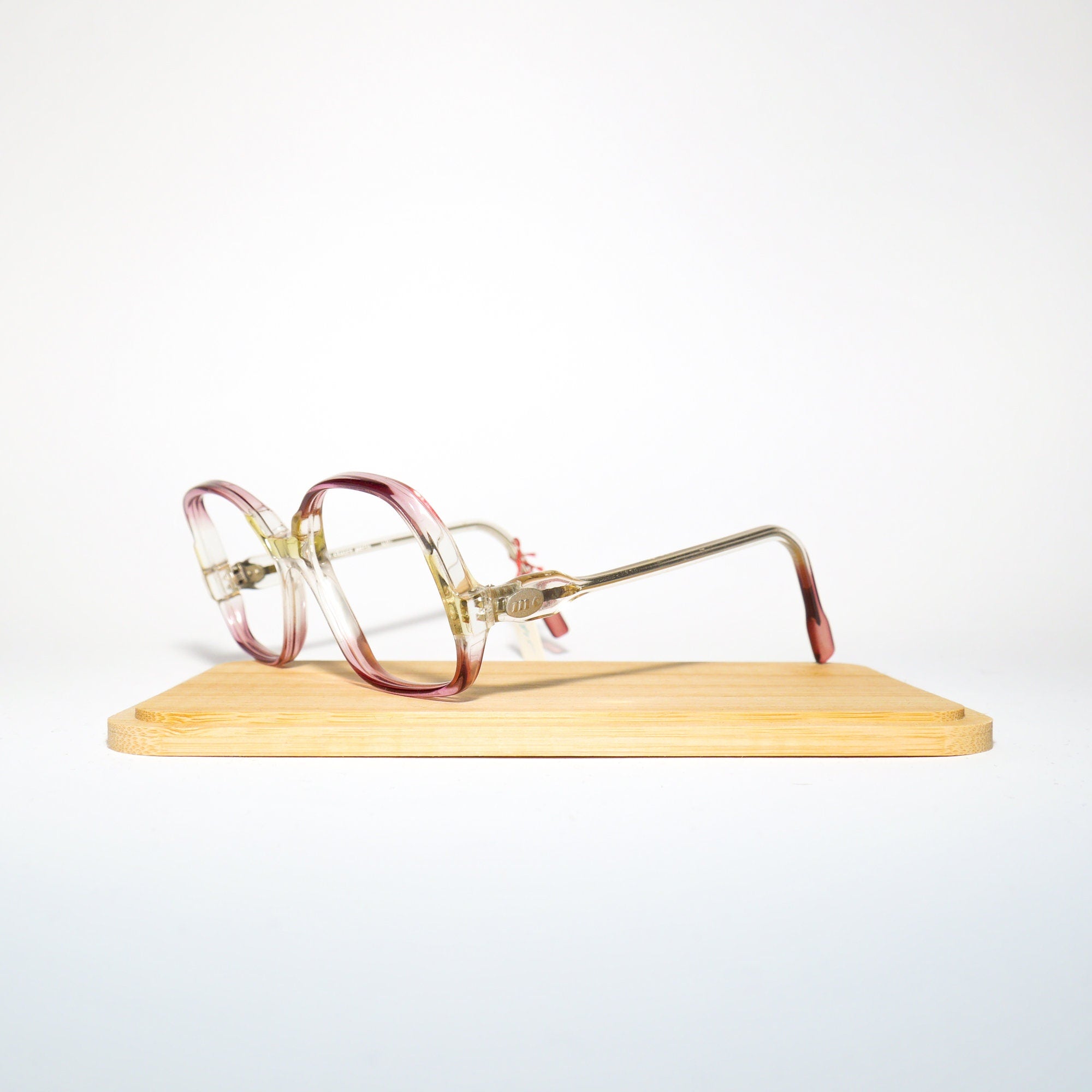 VINTAGE Marie Clair no5 premium eyeglasses 1970s | brown, yellow and clear plastic frames | retro glasses frames | oversize eyeglasses