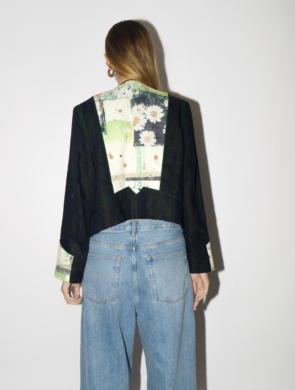 VINTAGE Navy Linen Blazer from 1980s | Cropped Folk Blazer by Studio Umberto®