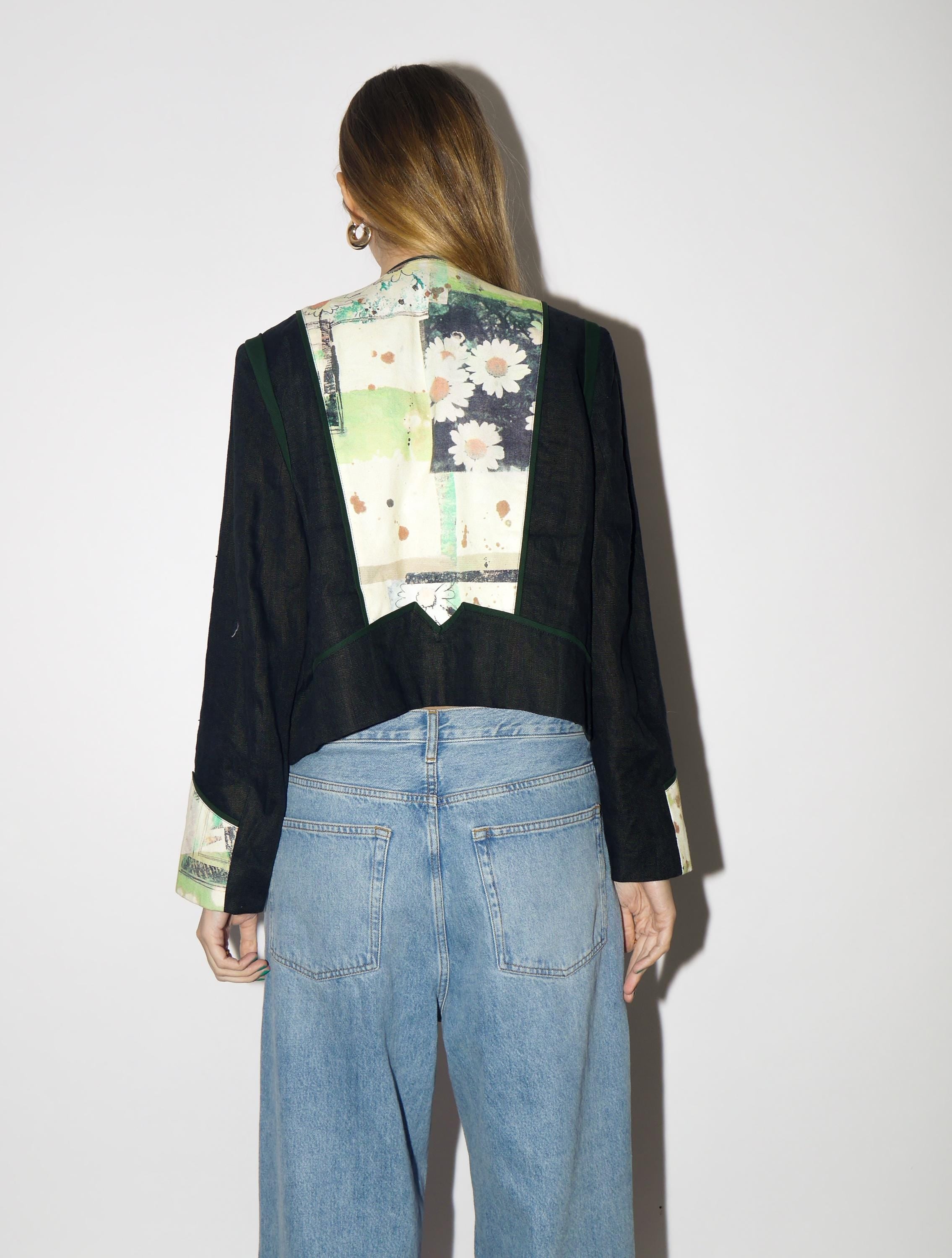 VINTAGE Navy Linen Blazer from 1980s | Cropped Folk Blazer by Studio Umberto®