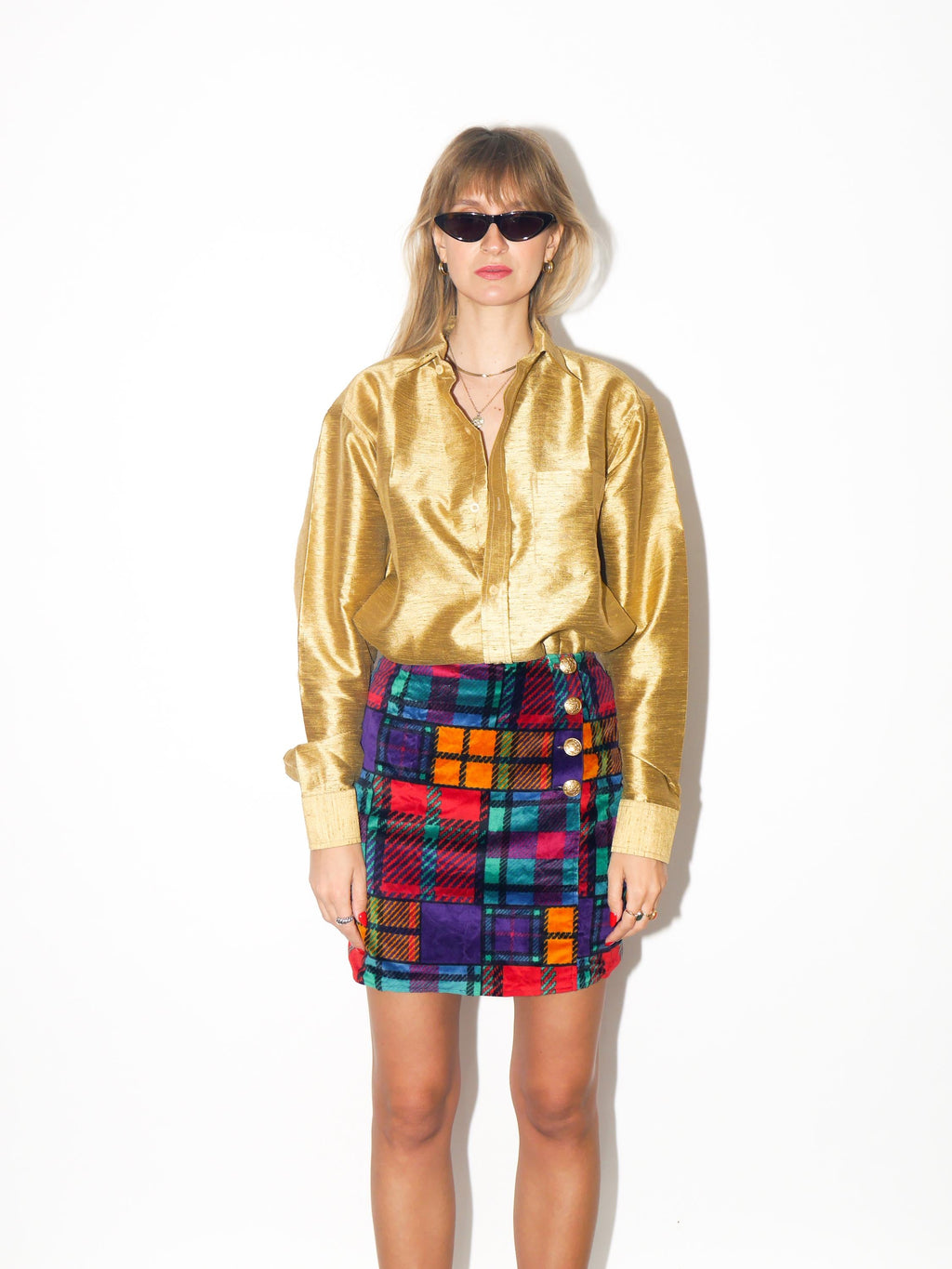 VINTAGE Structured Gold Raw‑Silk‑Look Shirt From The 2000s
