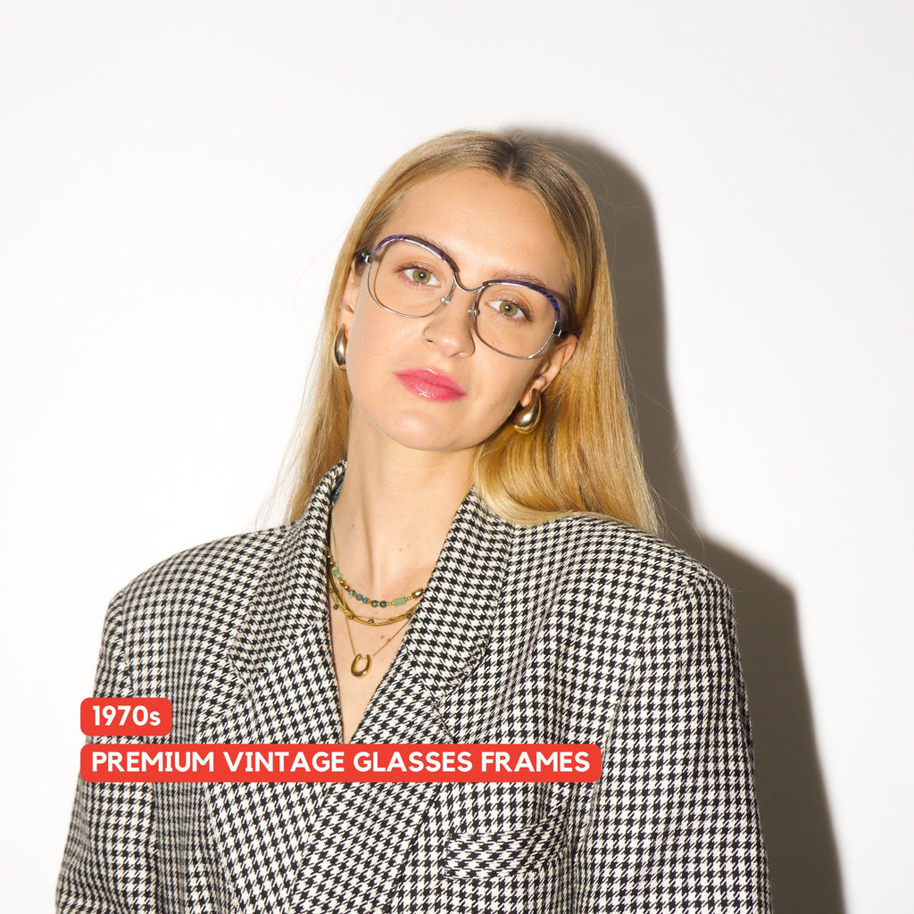 VINTAGE Optura® premium eyeglasses from 1970s | purple and silver ombre metal frames | retro glasses frames | oversize eyeglasses 52-16-130