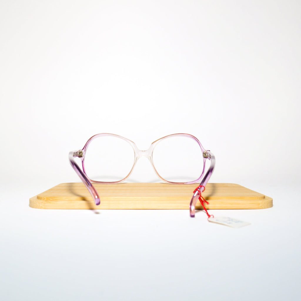 VINTAGE premium eyeglasses 1970s | clear and pink plastic frames | square retro glasses frames | oversize eyeglasses | 50-18-130