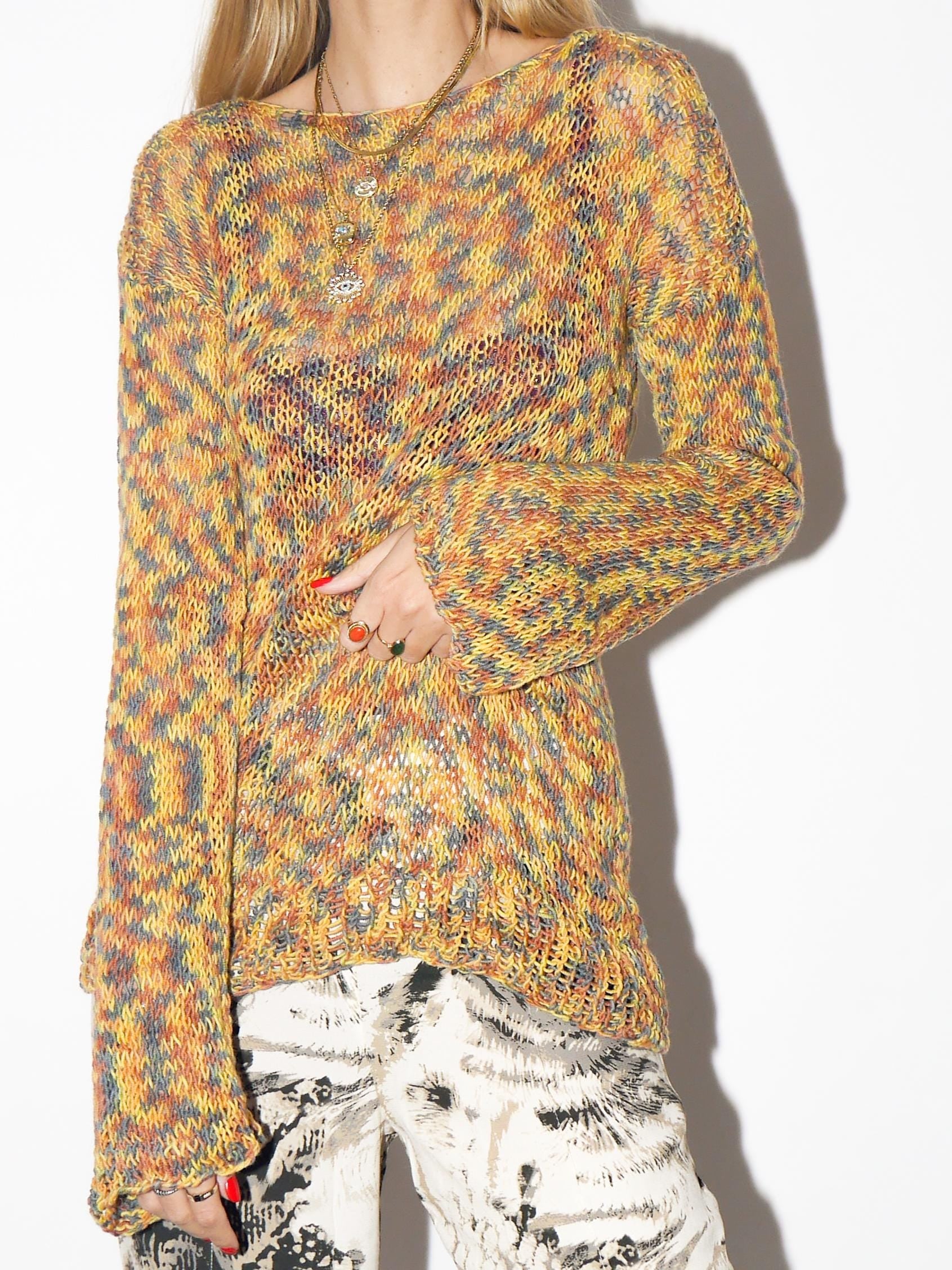 VINTAGE Handmade Rainbow Wool Sweater From The 1980s