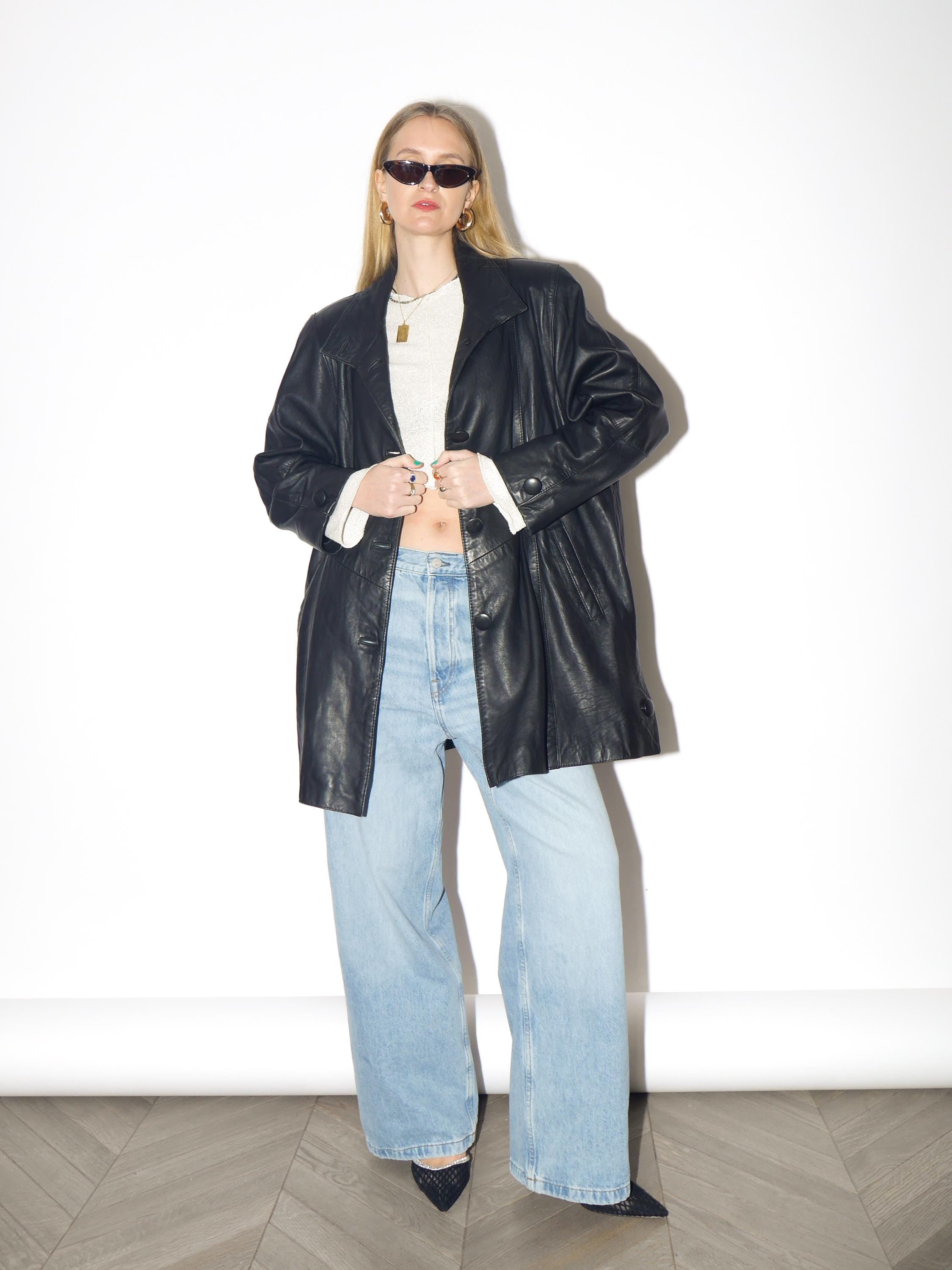 VINTAGE black leather jacket from 1980s | soft retro leather jacket by Vunic®