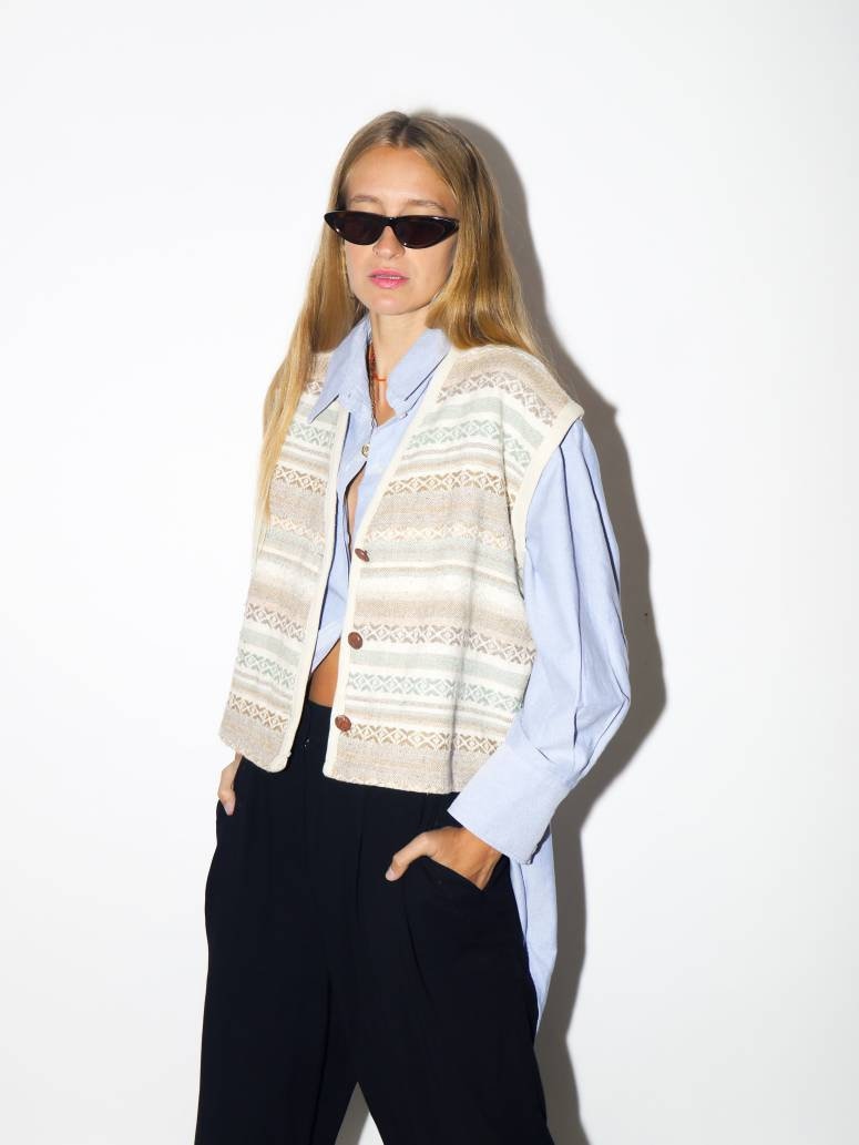 VINTAGE vest 1980s | wool vintage vest | Diserto vintage vest | jacquard vintage vest | oversize vintage vest | hippie vest | boho vest