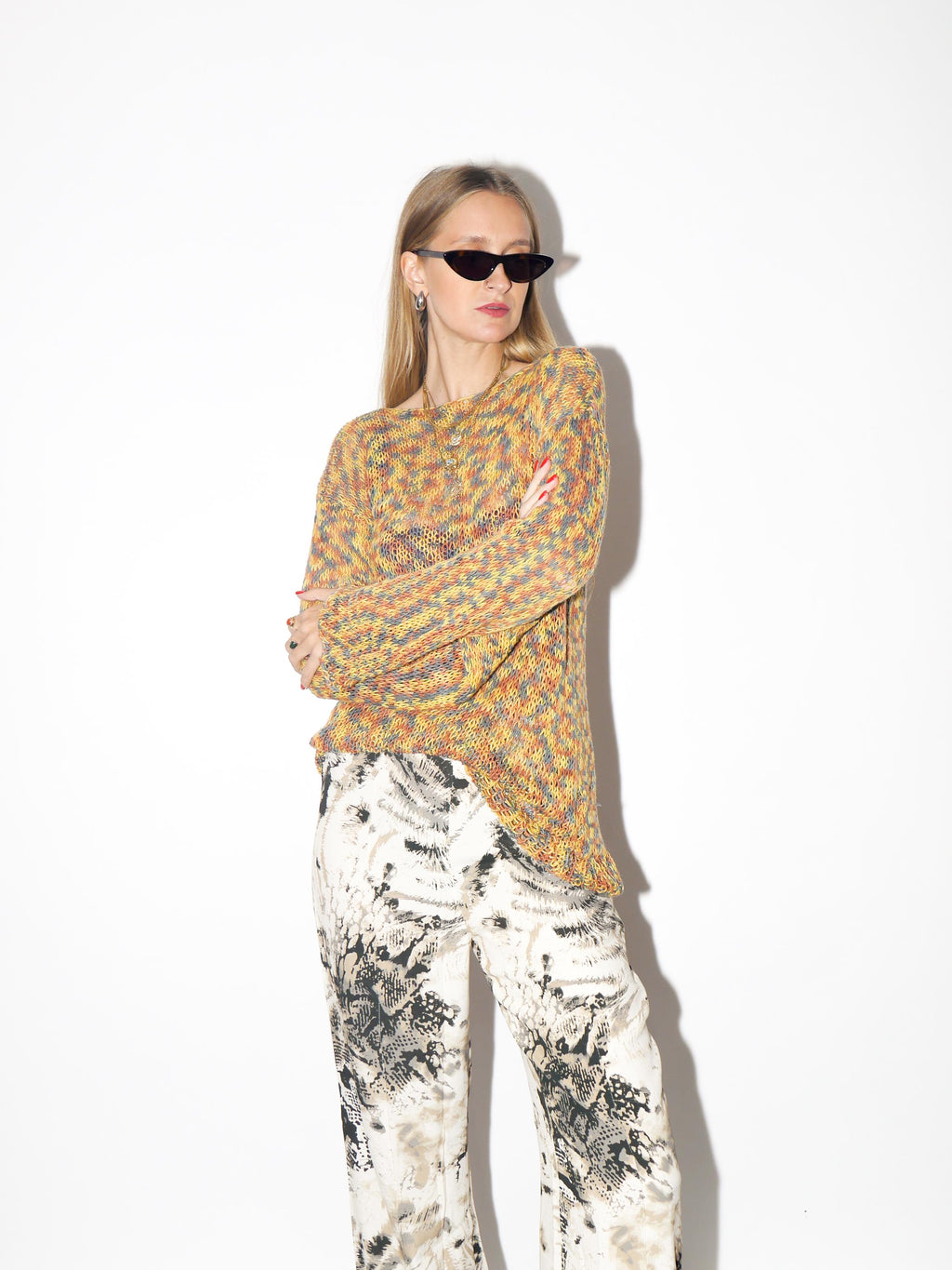 VINTAGE Handmade Rainbow Wool Sweater From The 1980s