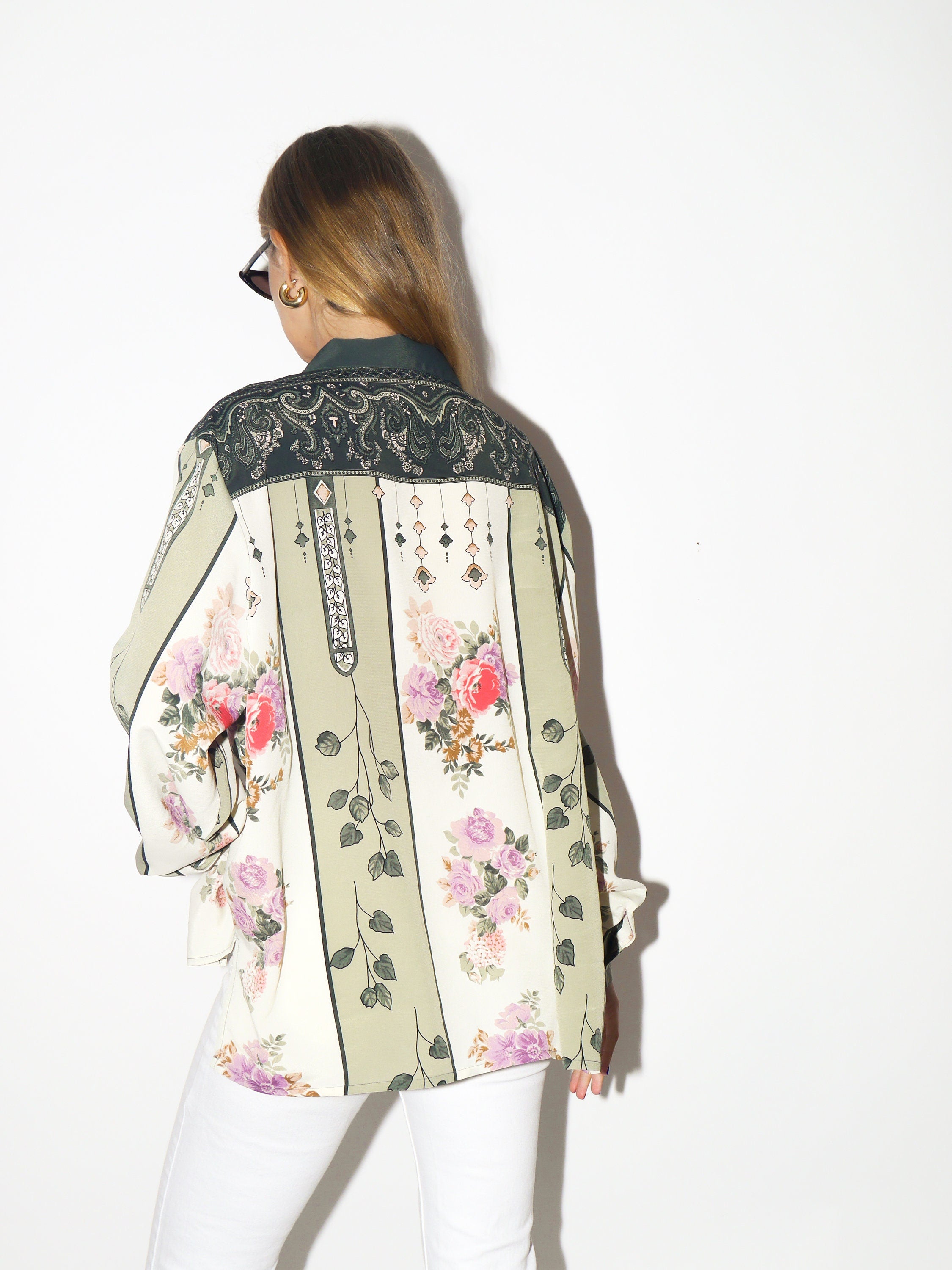 VINTAGE shirt 1980s | Chris B vintage blouse | long sleeve | floral pattern blouse | floral shirt | oversize retro shirt | vintage shirt