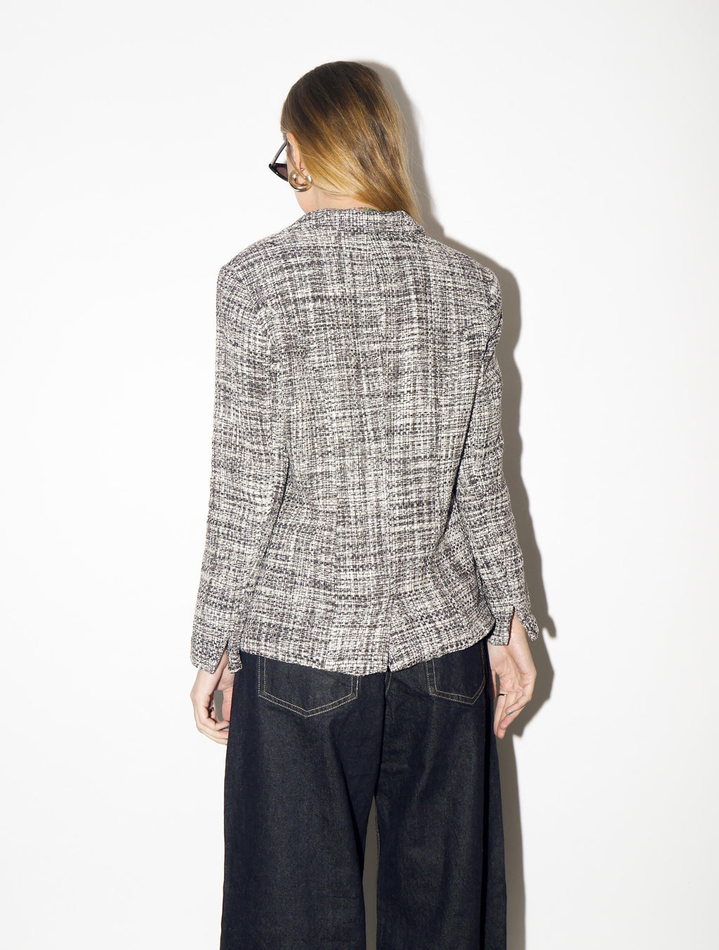 VINTAGE Gray Silk Blazer from 1990s | Retro 100% Silk Fitted Grey Blazer