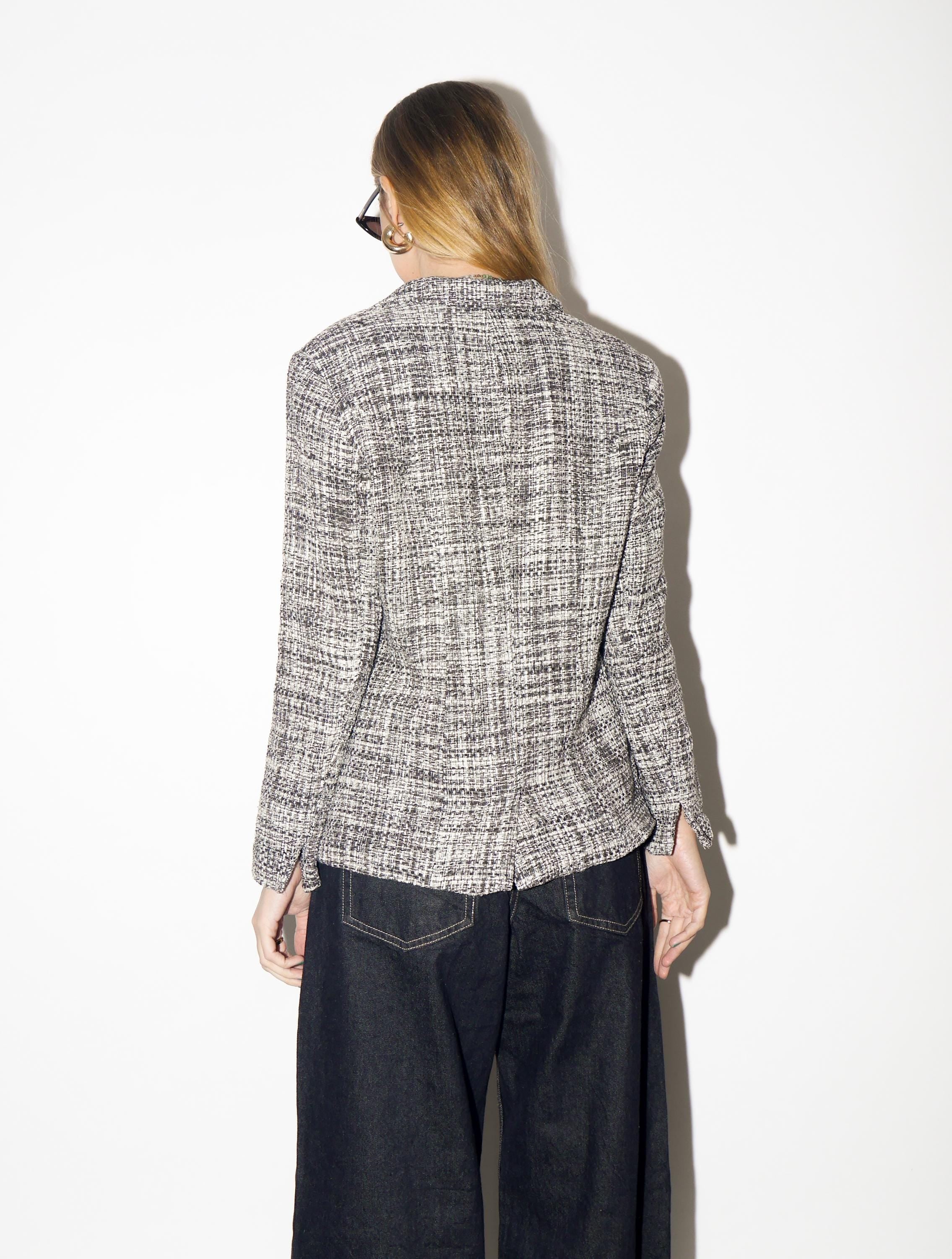 VINTAGE Gray Silk Blazer from 1990s | Retro 100% Silk Fitted Grey Blazer