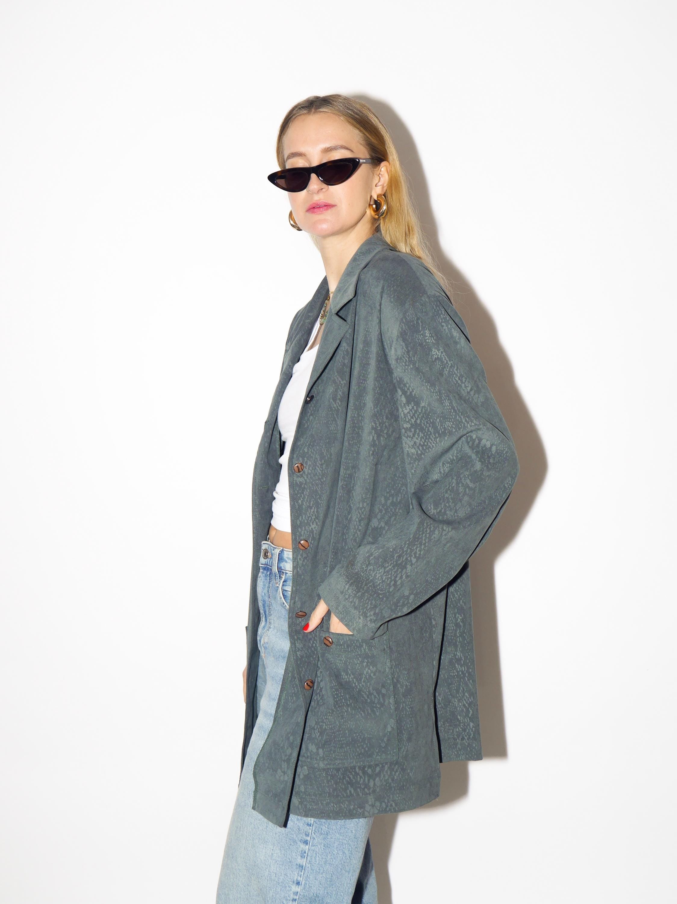 VINTAGE snake print jacket from 1980s in bottle green by Creation Atelier®