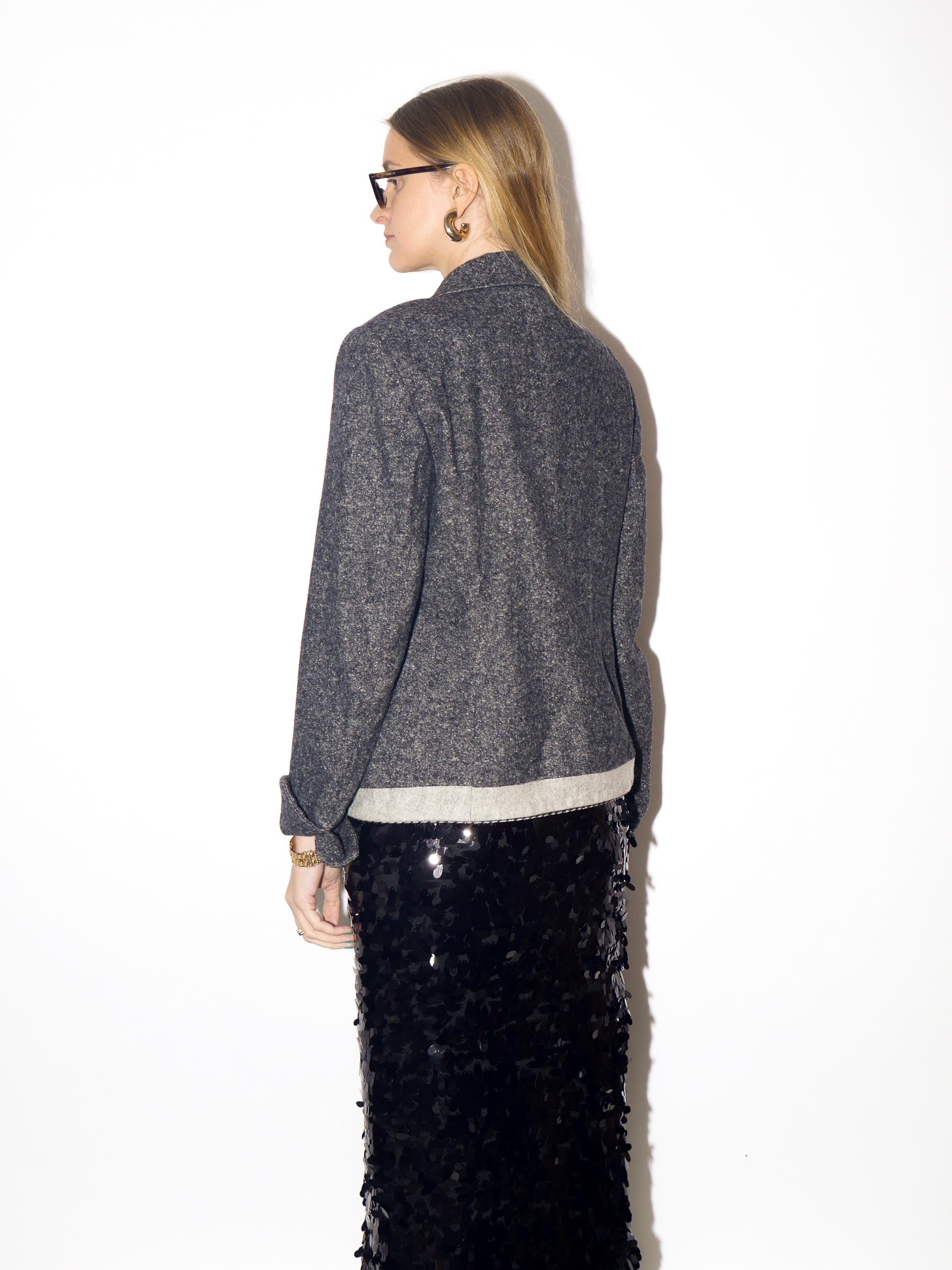 VINTAGE wool blazer from 1980s in 2-tone gray melange warm fabric by BiBA®