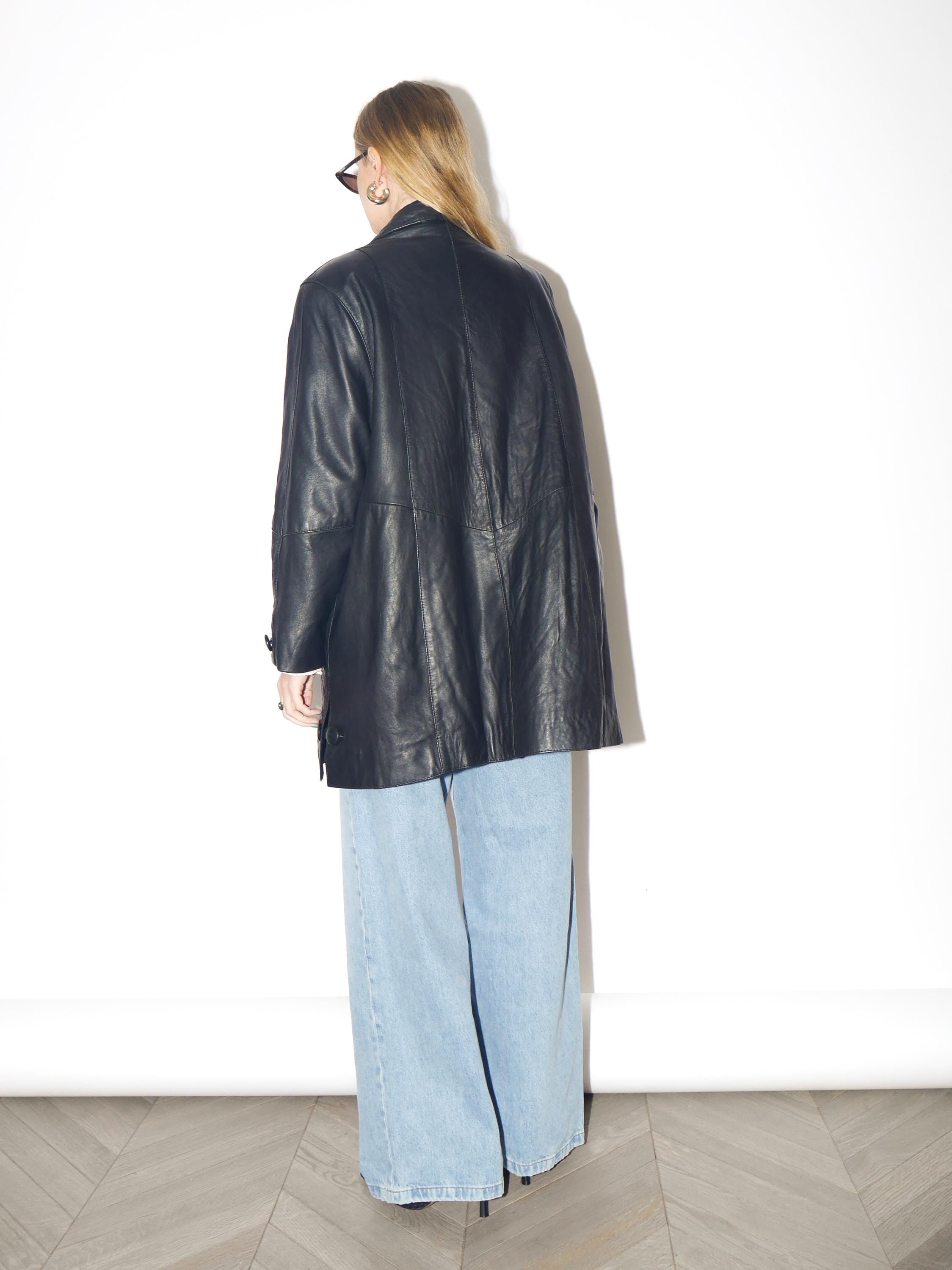 VINTAGE black leather jacket from 1980s | soft retro leather jacket by Vunic®