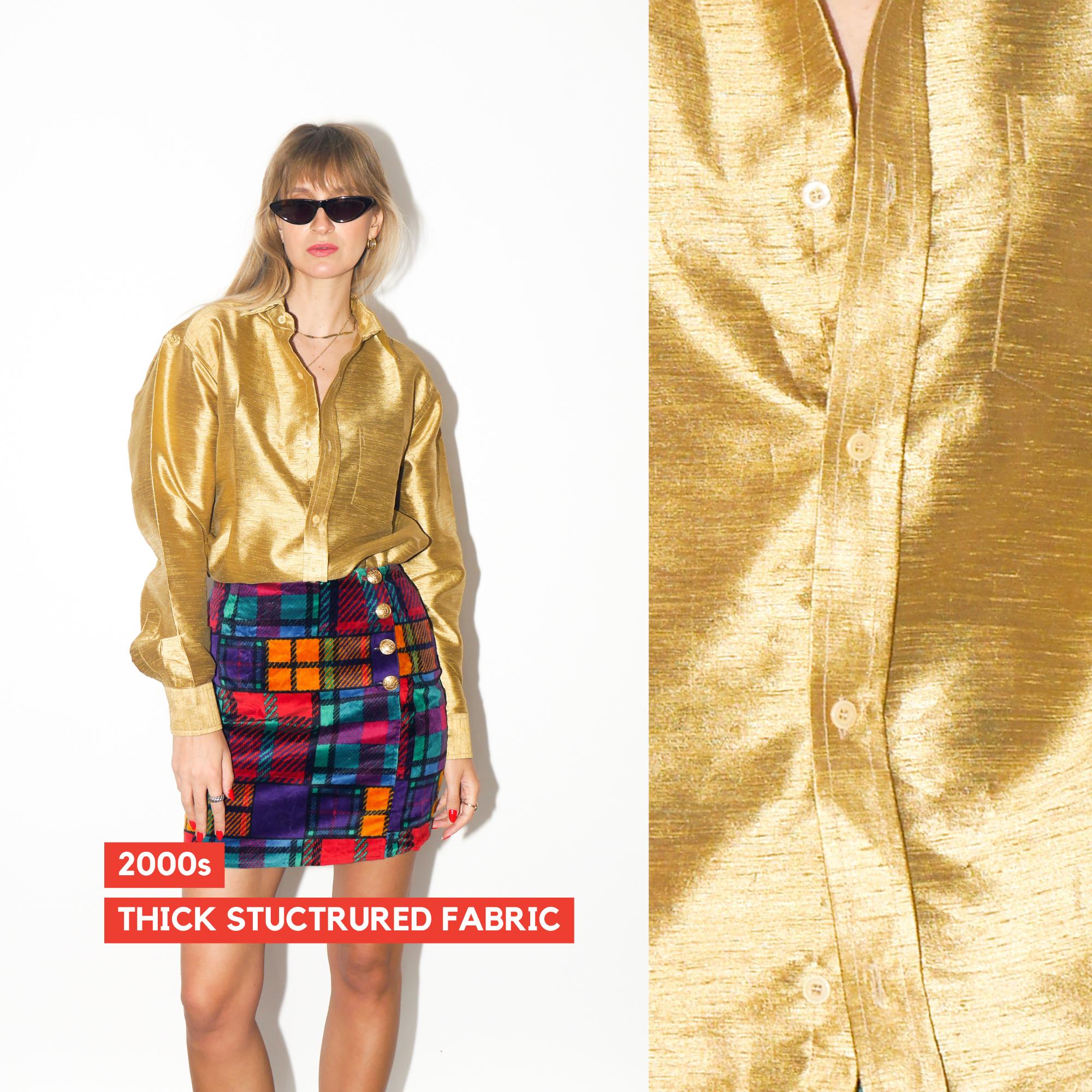 VINTAGE Structured Gold Raw‑Silk‑Look Shirt From The 2000s