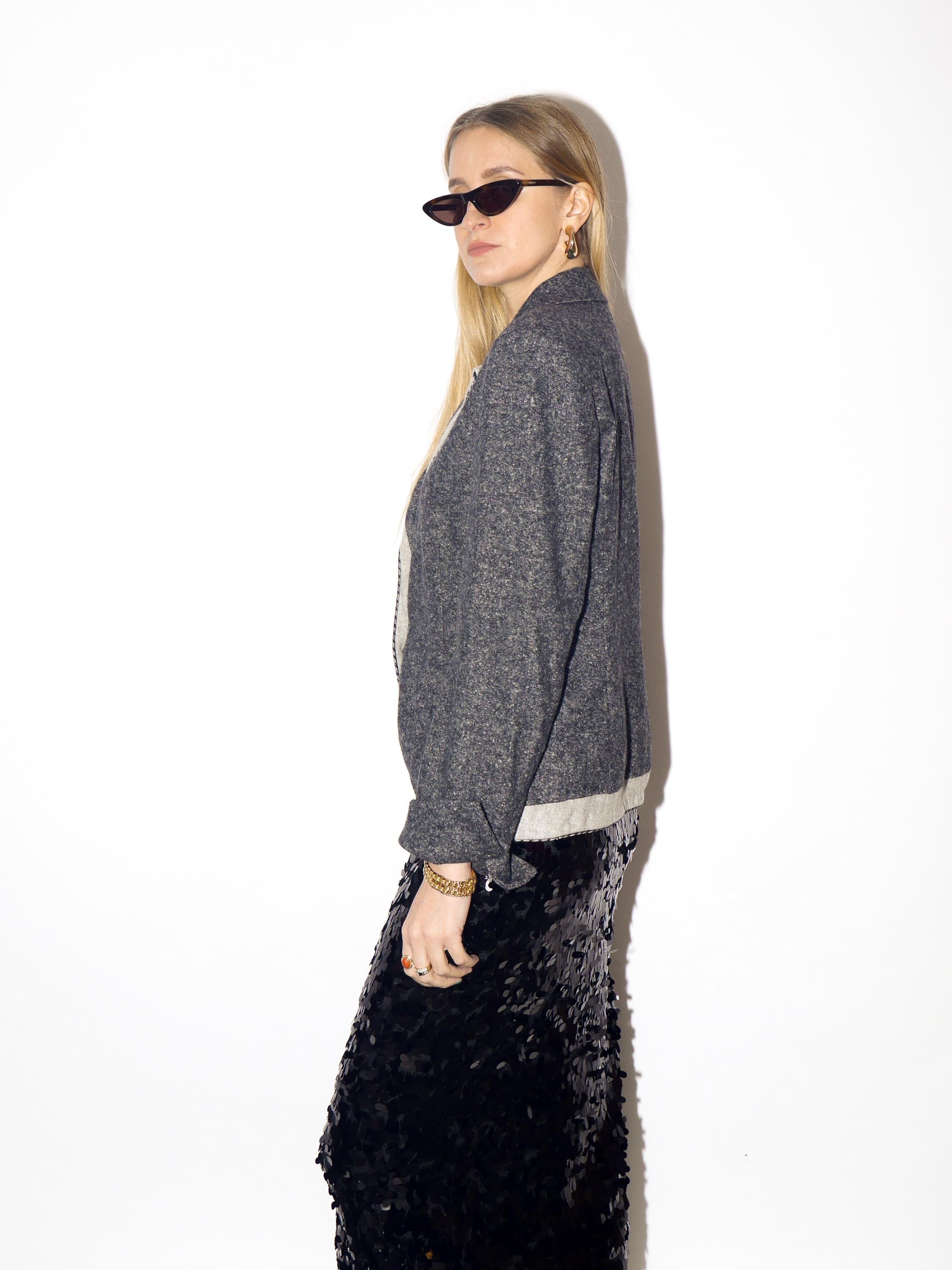 VINTAGE wool blazer from 1980s in 2-tone gray melange warm fabric by BiBA®