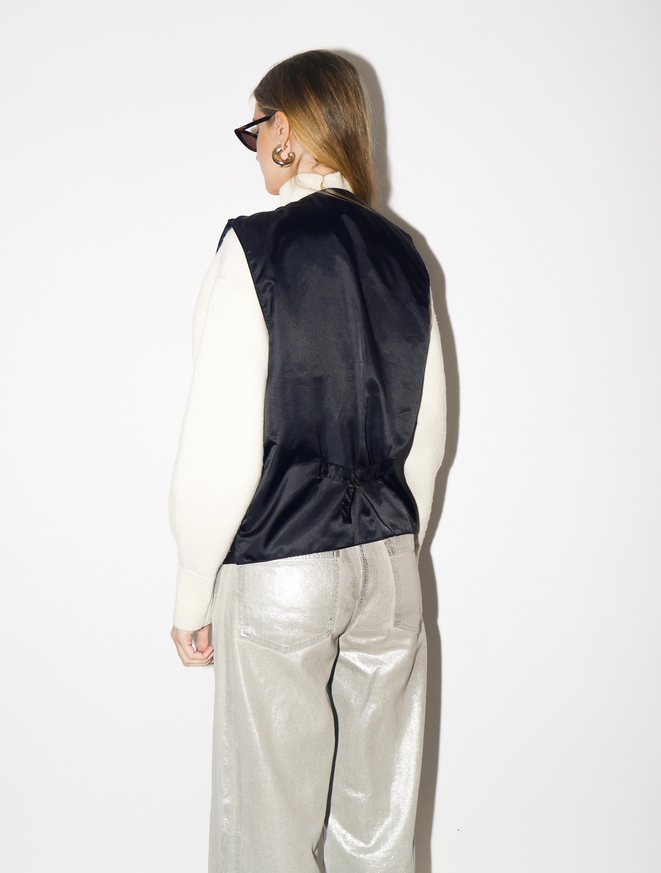 VINTAGE Black Leather Vest from 1980s | Premium Vintage Leather Waistcoat