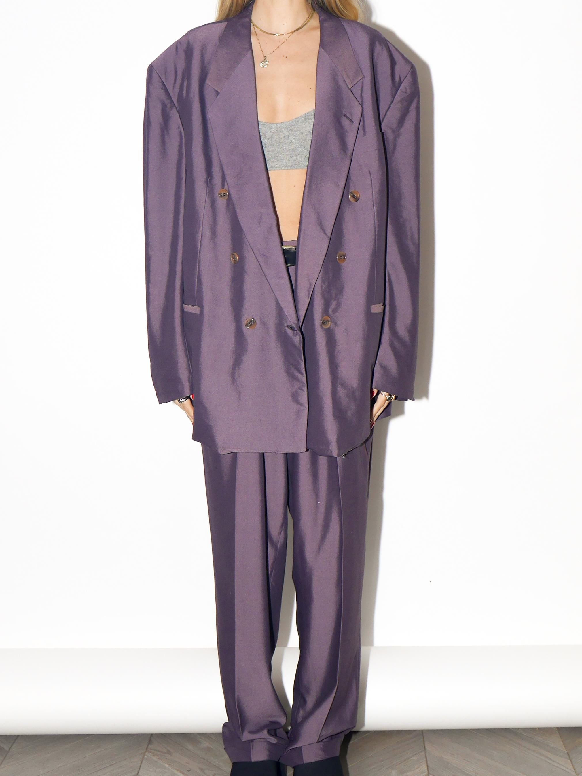 VINTAGE Purple Two‑Piece Suit With Slouchy Blazer And High‑Waist Trousers From The 1980s By Passenger By Cruse