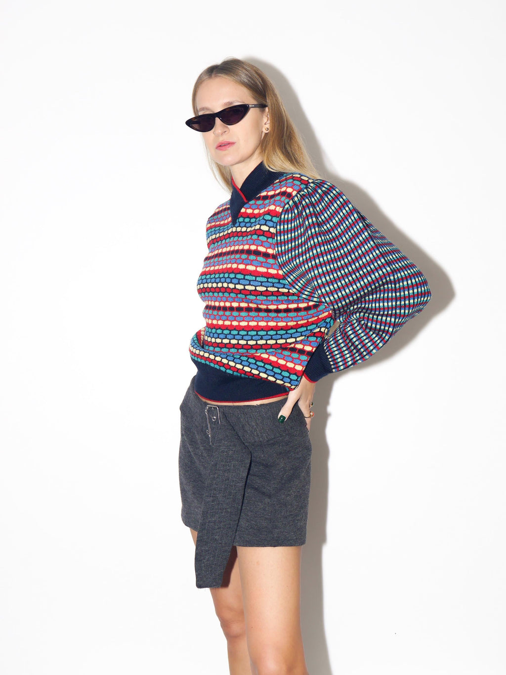 VINTAGE Geometric Half Turtleneck Sweater From The 1980s By Rose Hips