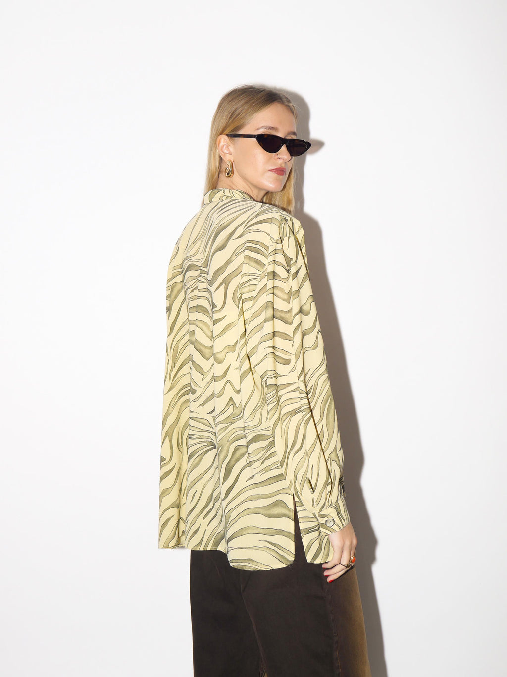 VINTAGE zebra shirt in yellow and green animal print from 1980s by Seidel Moden®