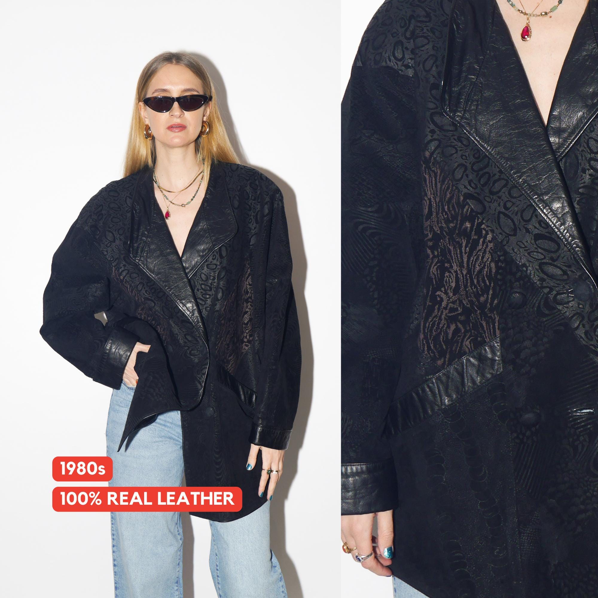 VINTAGE black suede leather jacket from 1980s | oversize suede jacket