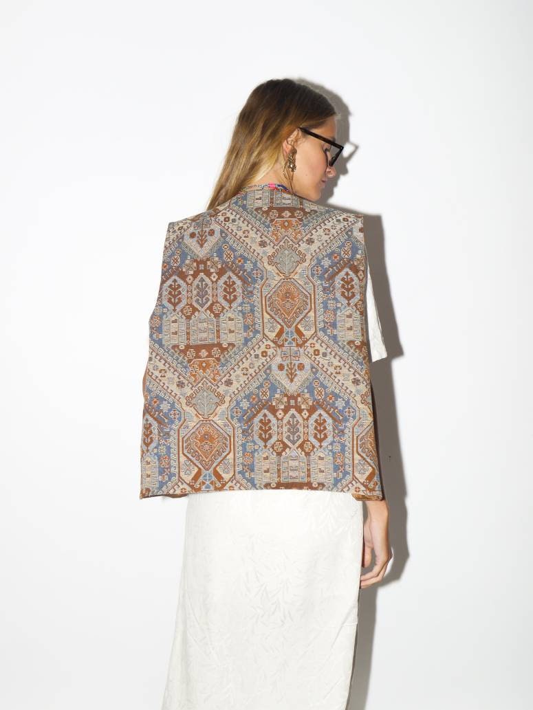 VINTAGE vest 1980s | jacquard cotton vintage vest | Miss Joy vest | cotton oversize vintage vest | retro hippie vest | boho vest | modopol