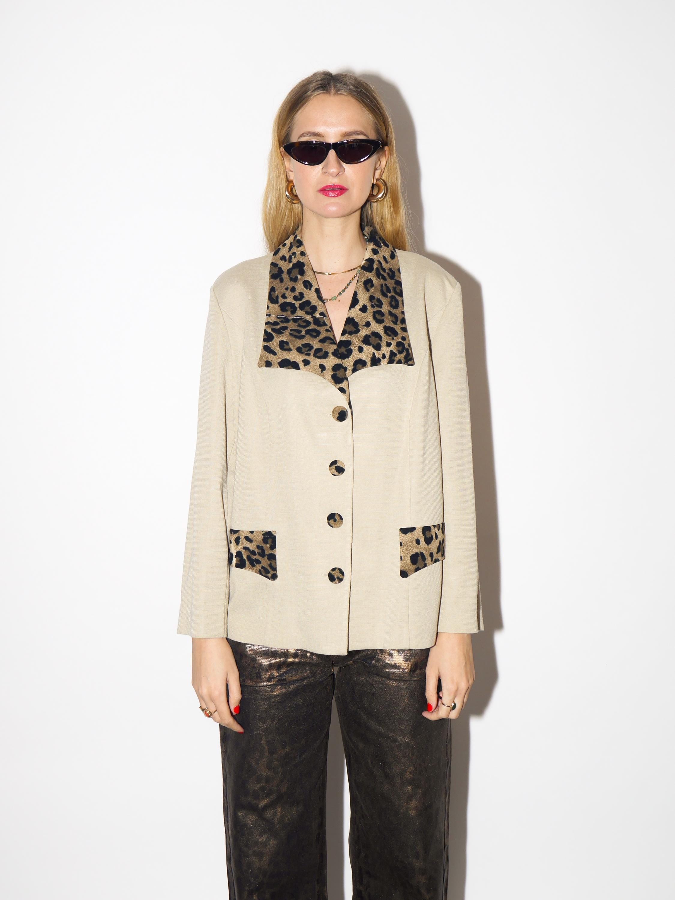 VINTAGE leopard blazer in beige from 1990s