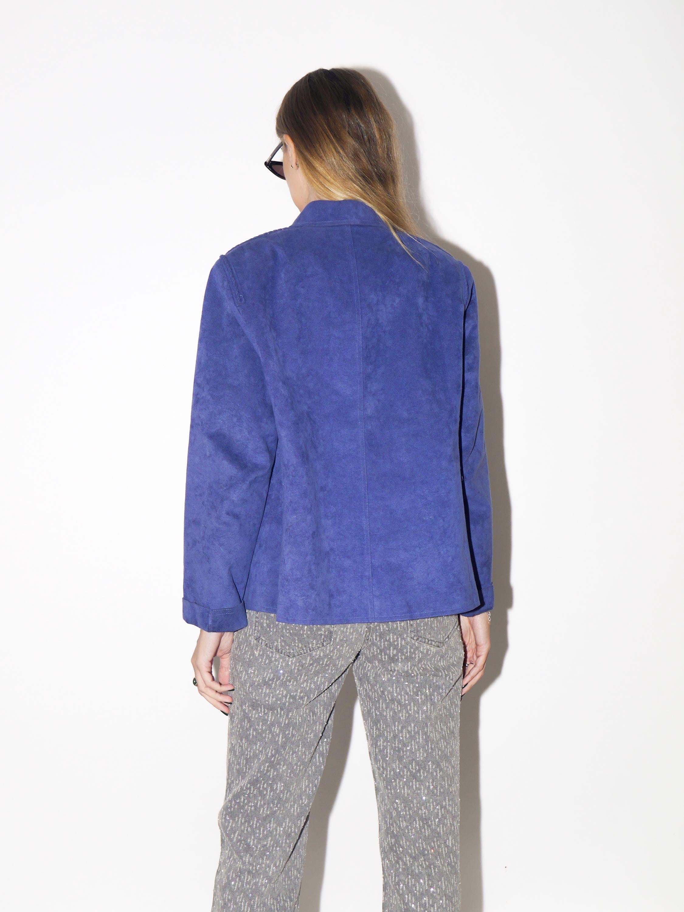 VINTAGE Blue Cerulean Women's Alcantara Blazer From The 1980s