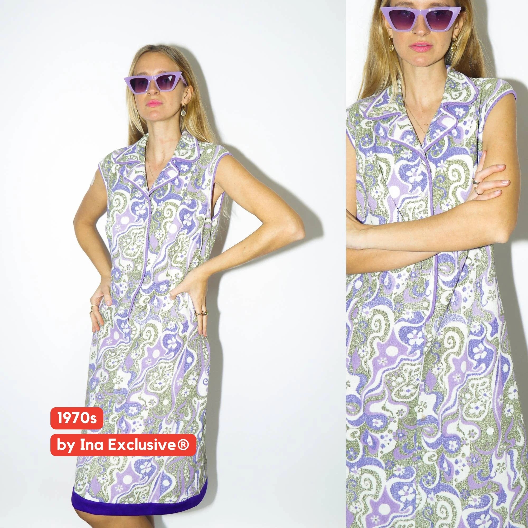 VINTAGE lilac polo mini dress from 1970s by Ina Exclusive®