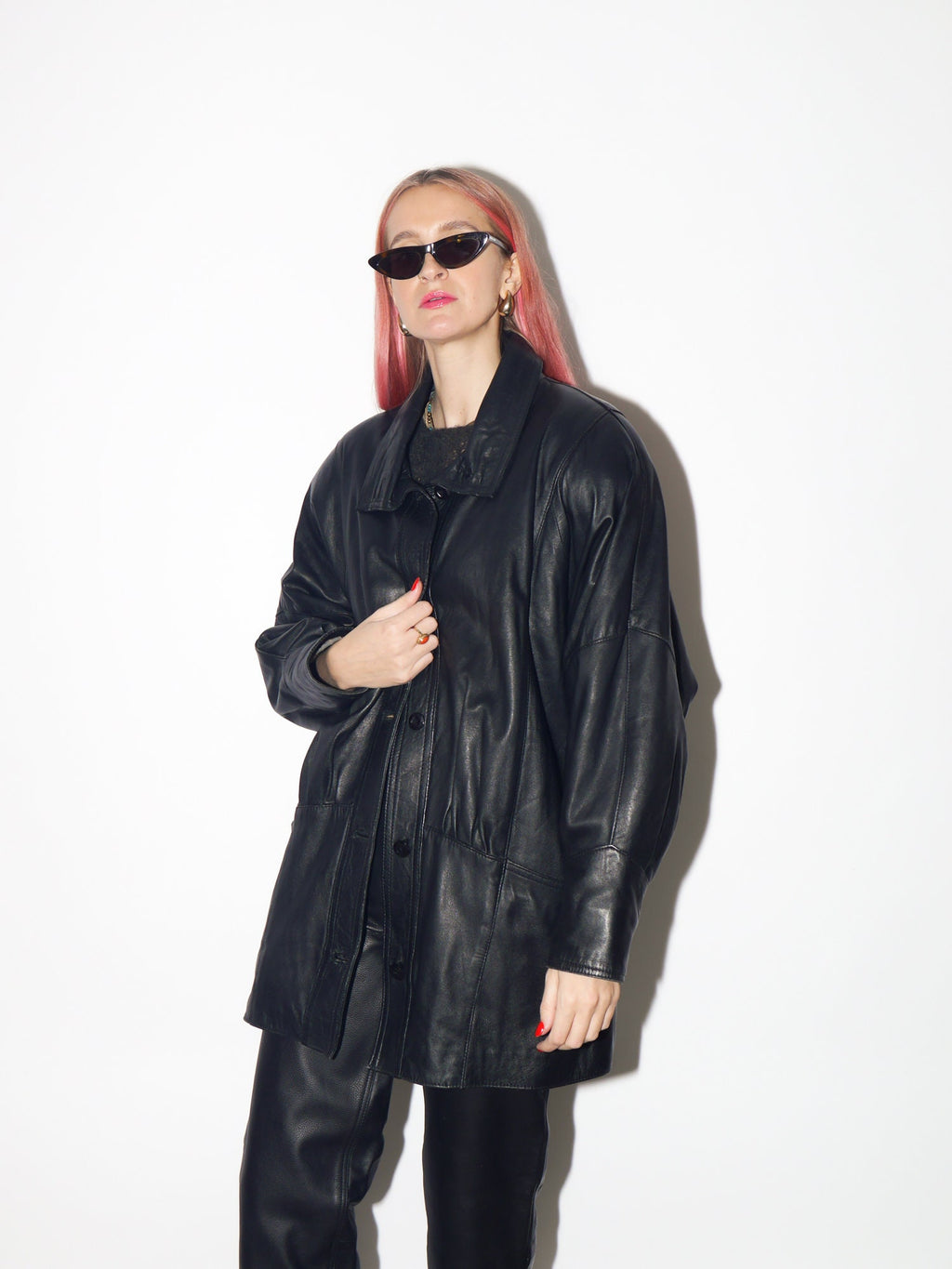 VINTAGE black leather jacket 1980s by Victor Sanjuan from Barcelona | black vintage leather jacket | Hailey Bieber leather jacket