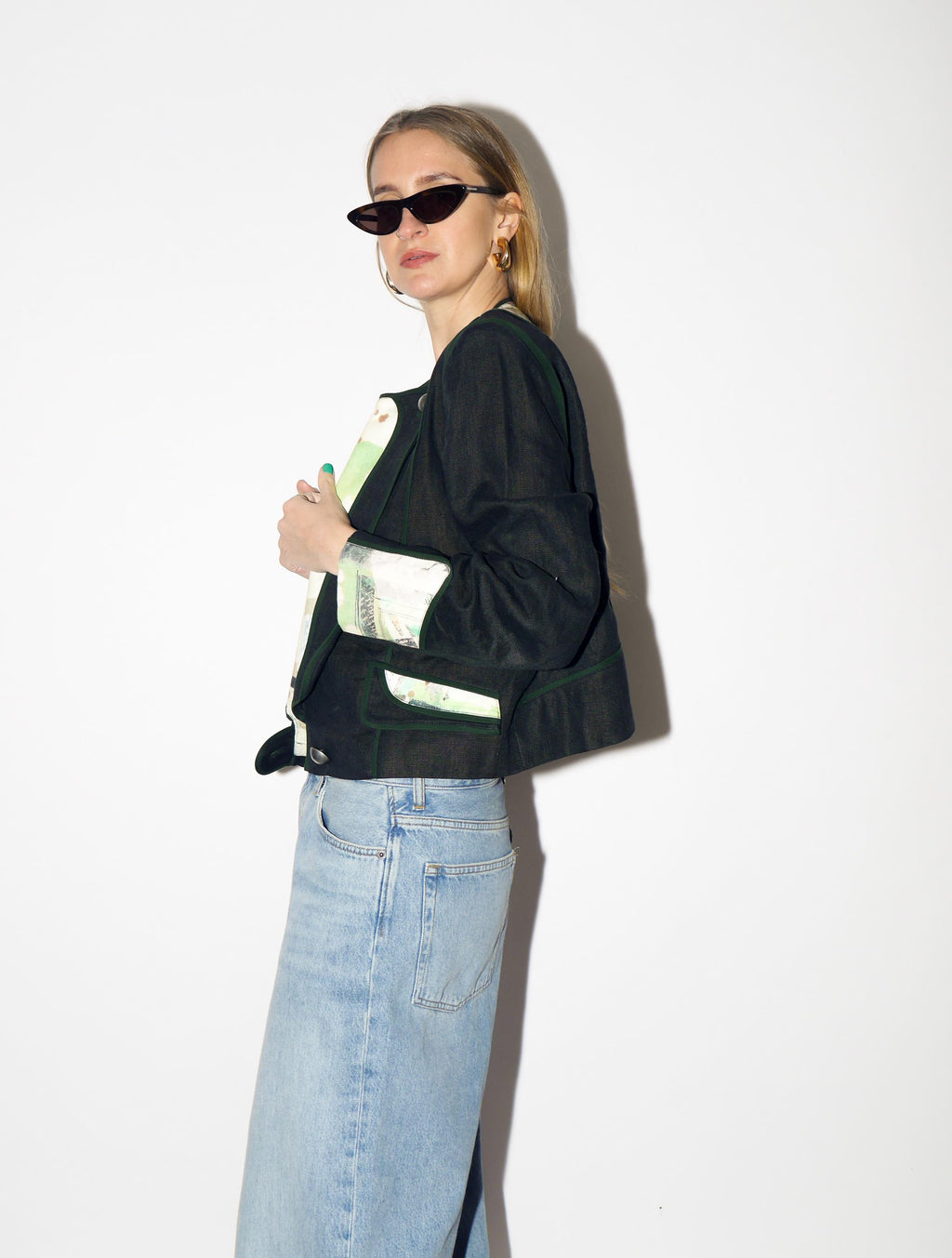 VINTAGE Navy Linen Blazer from 1980s | Cropped Folk Blazer by Studio Umberto®