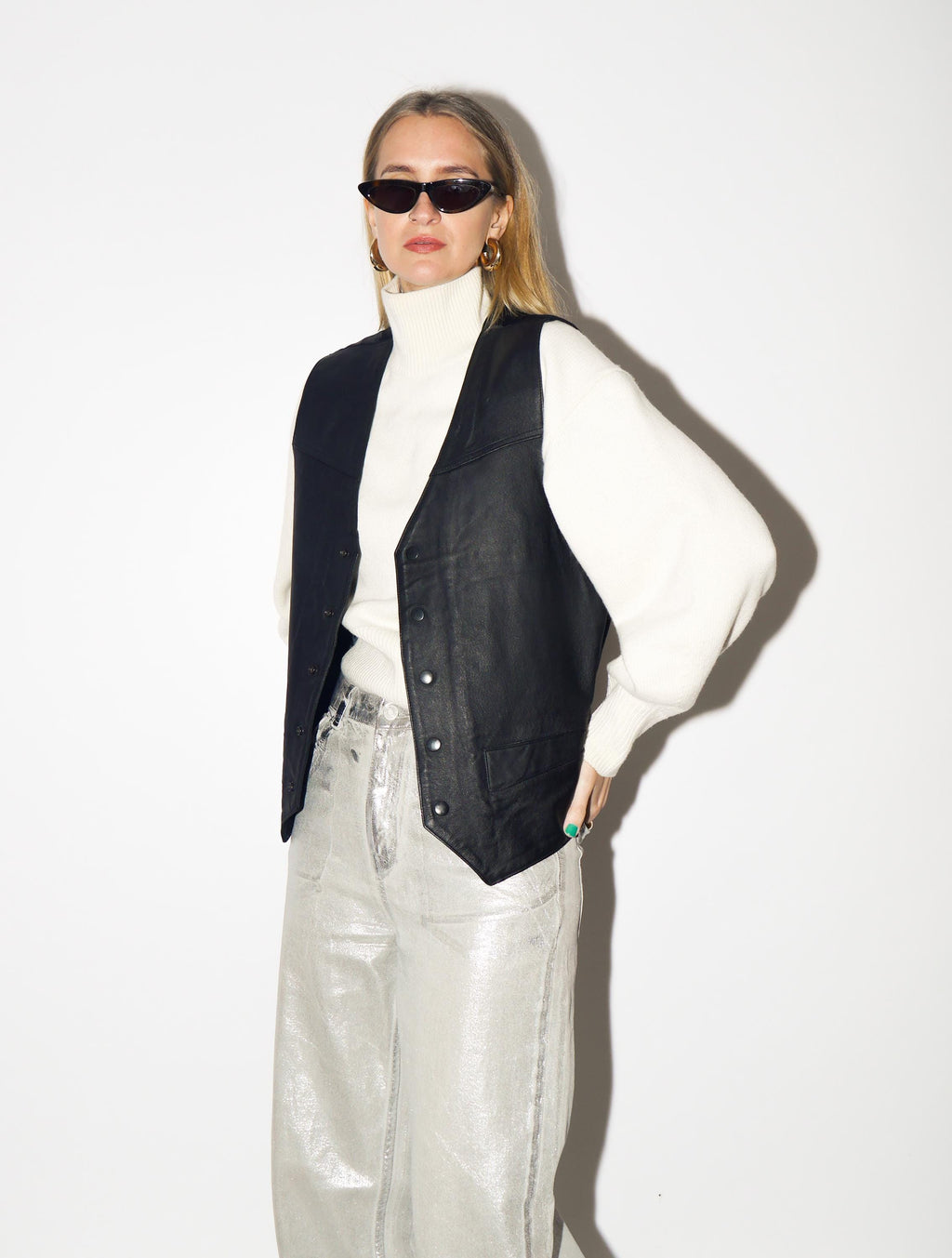 VINTAGE Black Leather Vest from 1980s | Premium Vintage Leather Waistcoat