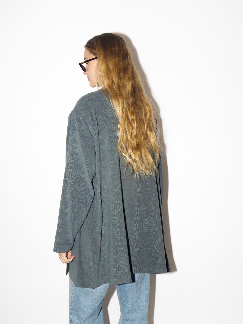 VINTAGE snake print jacket from 1980s in bottle green by Creation Atelier®