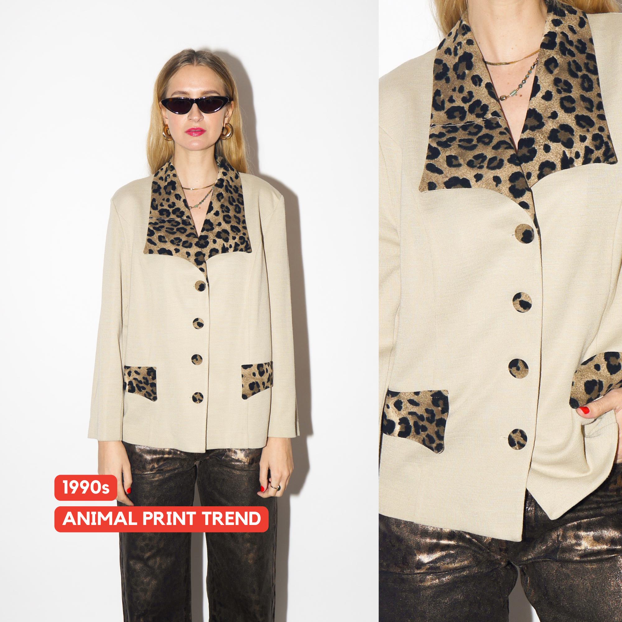 VINTAGE leopard blazer in beige from 1990s