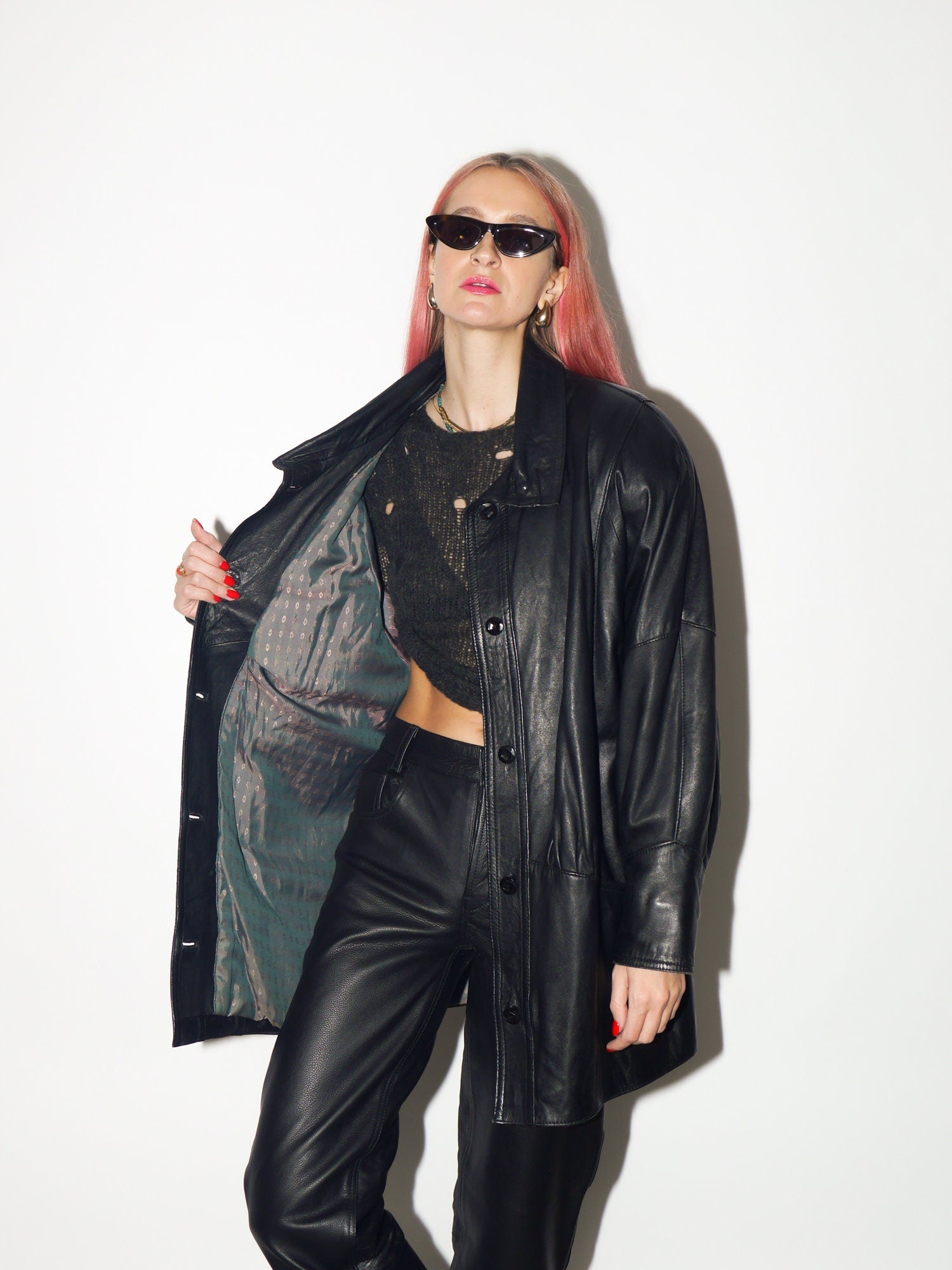 VINTAGE black leather jacket 1980s by Victor Sanjuan from Barcelona | black vintage leather jacket | Hailey Bieber leather jacket