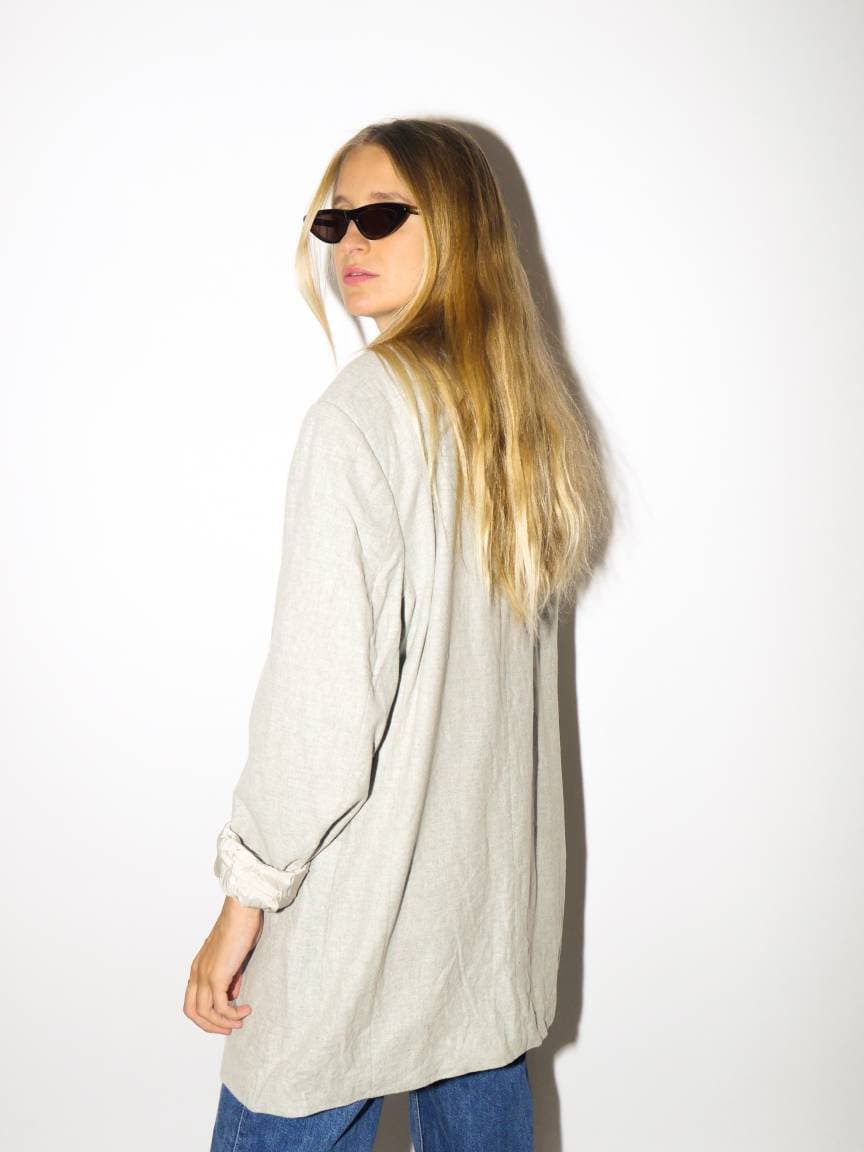 VINTAGE wool blazer from 1980s in grey color with viscose lining by Linea Due®