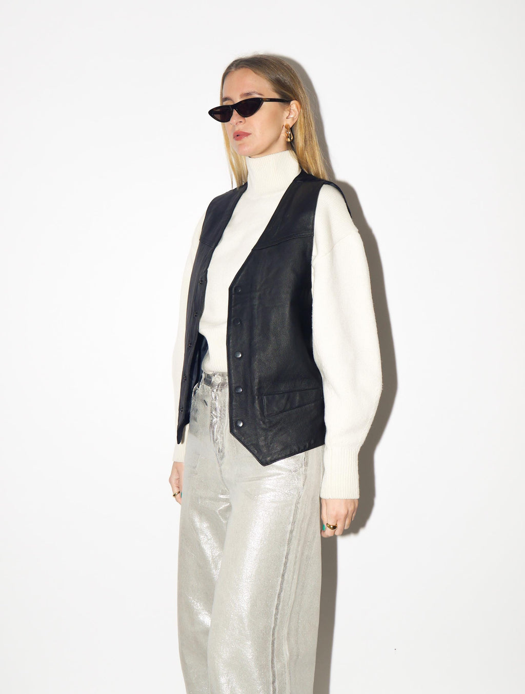 VINTAGE Black Leather Vest from 1980s | Premium Vintage Leather Waistcoat