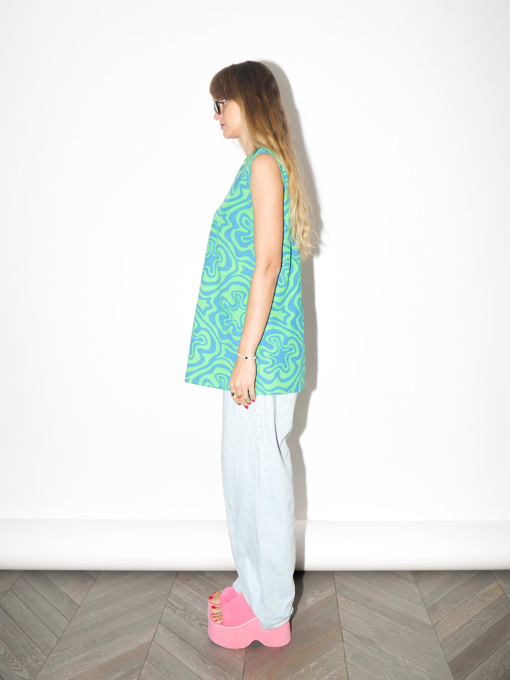 VINTAGE Psychedelic Floral Cotton Shift Dress Mini From The 1970s By Pah