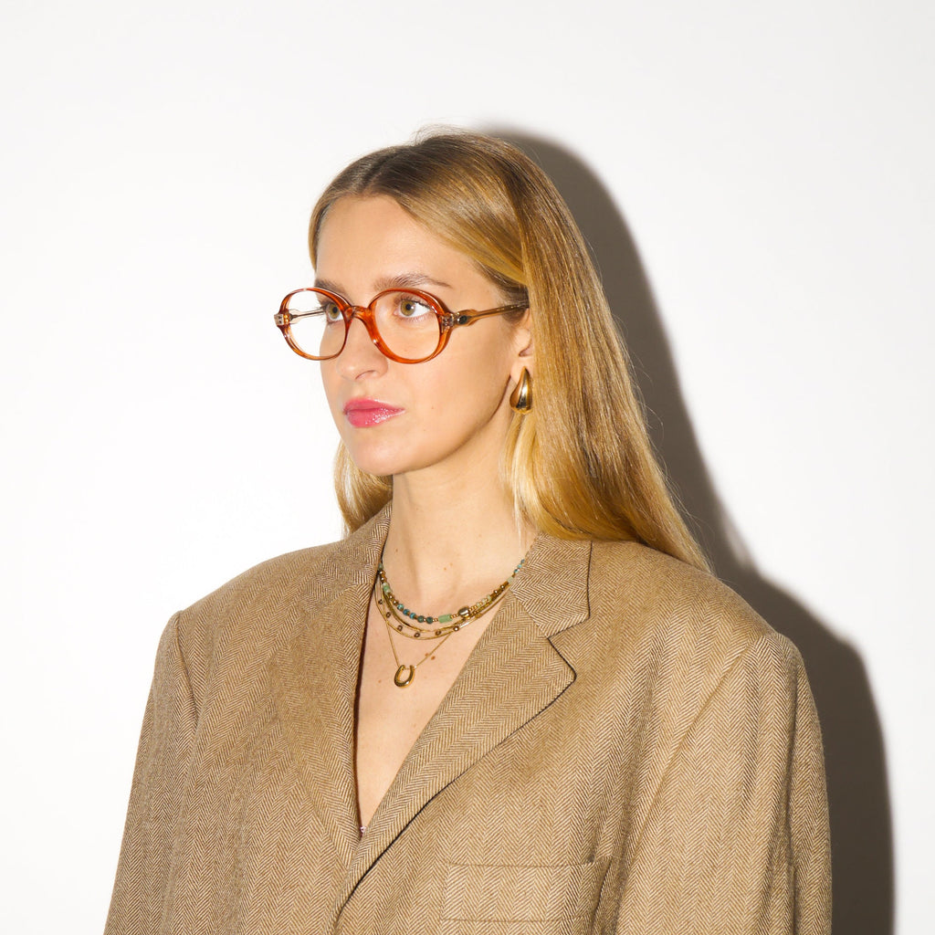 VINTAGE Marie Clair premium eyeglasses 1970s | brown and clear plastic frames with crystals | retro glasses frames | oversize eyeglasses