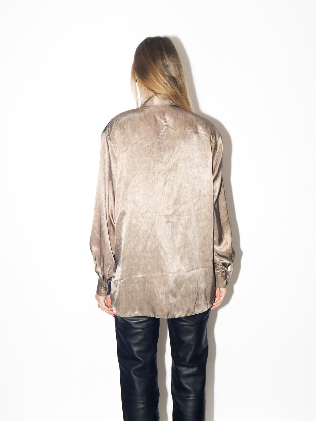 VINTAGE Khaki Gold Floral Animal Print Long Sleeve Blouse From The 1980s By Erfv