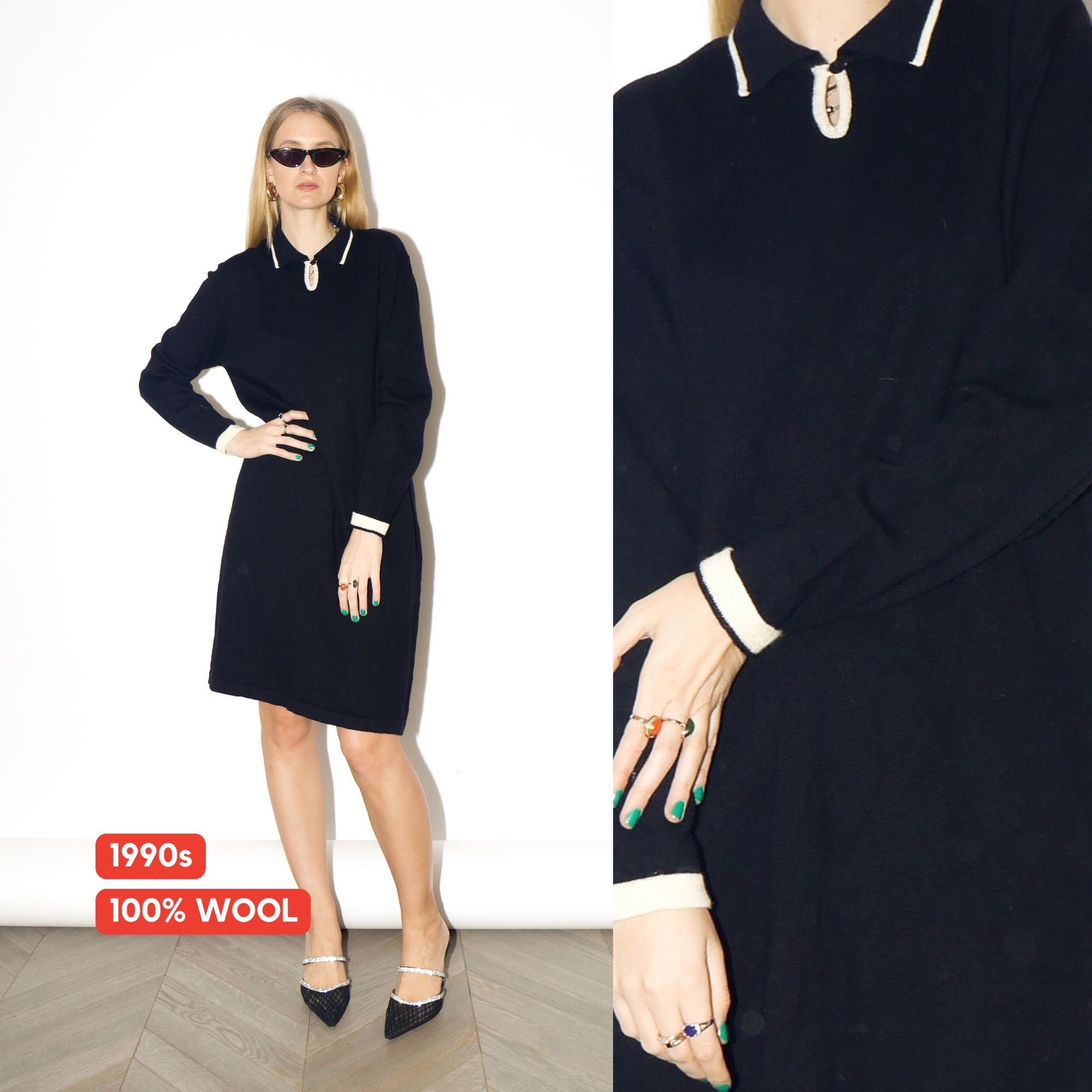 VINTAGE Black Wool Dress from 1990s | Black Mini Dress by Clifford & Wills®