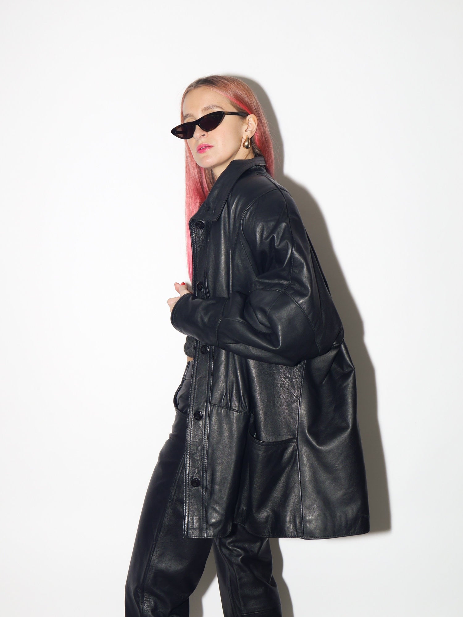VINTAGE black leather jacket 1980s by Victor Sanjuan from Barcelona | black vintage leather jacket | Hailey Bieber leather jacket
