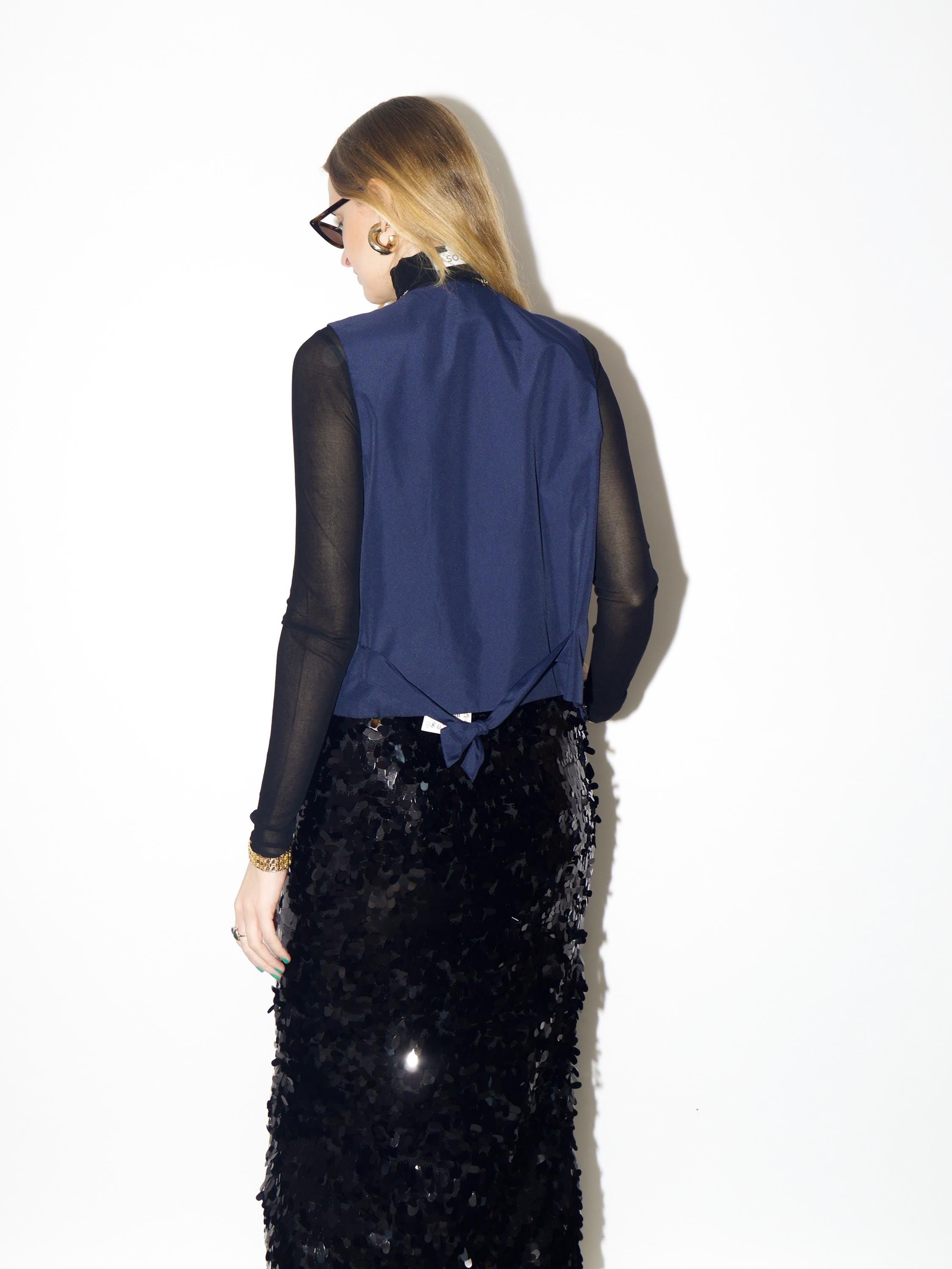 VINTAGE sequins blue vest from 1980s by Yessica® | elegant retro sequins vest